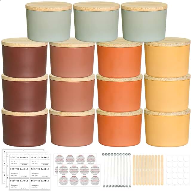 SUPMIND small fall-themed glass candle jars and candle-making supplies