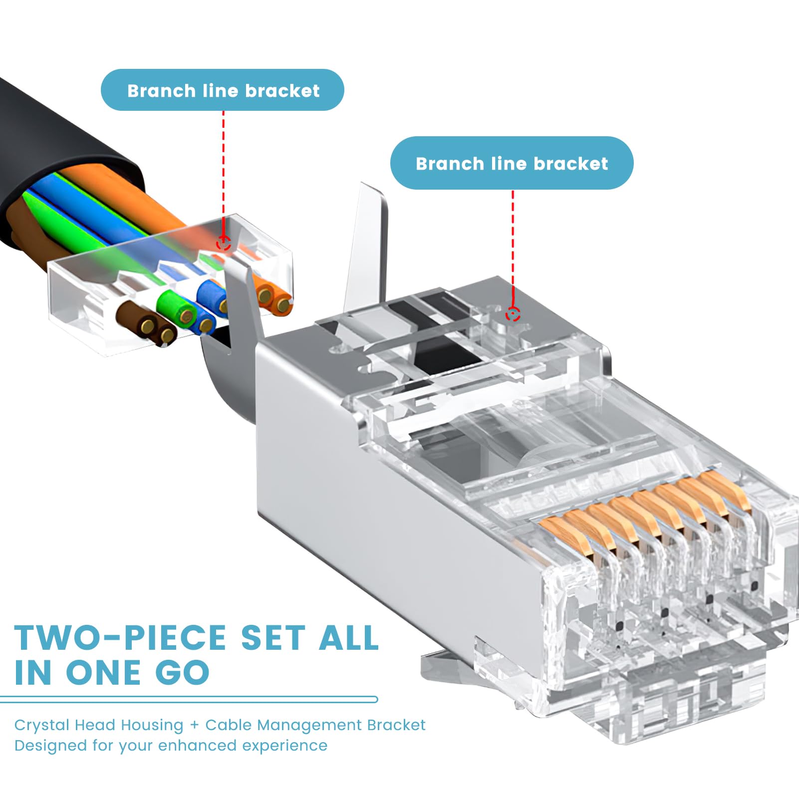 10 pezzi Connettori RJ45 Cat 7 Cat6A schermati passanti passanti per cavo di rete