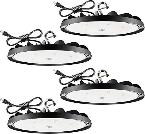 Miniatura 9 de Lámpara UFO LED de alta bahía, 1-10V regulable 5000K, cable de 5 pies con enchufe de los EEUU, almacén comercial  taller  luz para áreas en