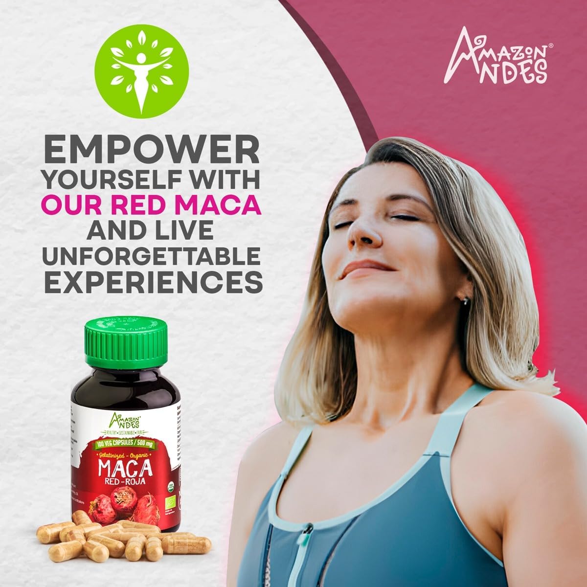 Amazon Andes Red Maca Root Capsules 500mg - Authentic Maca Roja Lepidium Meyenii from Junin Peru 14000 Feet - 100 Vegetarian Caps - High Altitude Andes Mountains - Non-GMO Gluten Free Vegan - Image 3