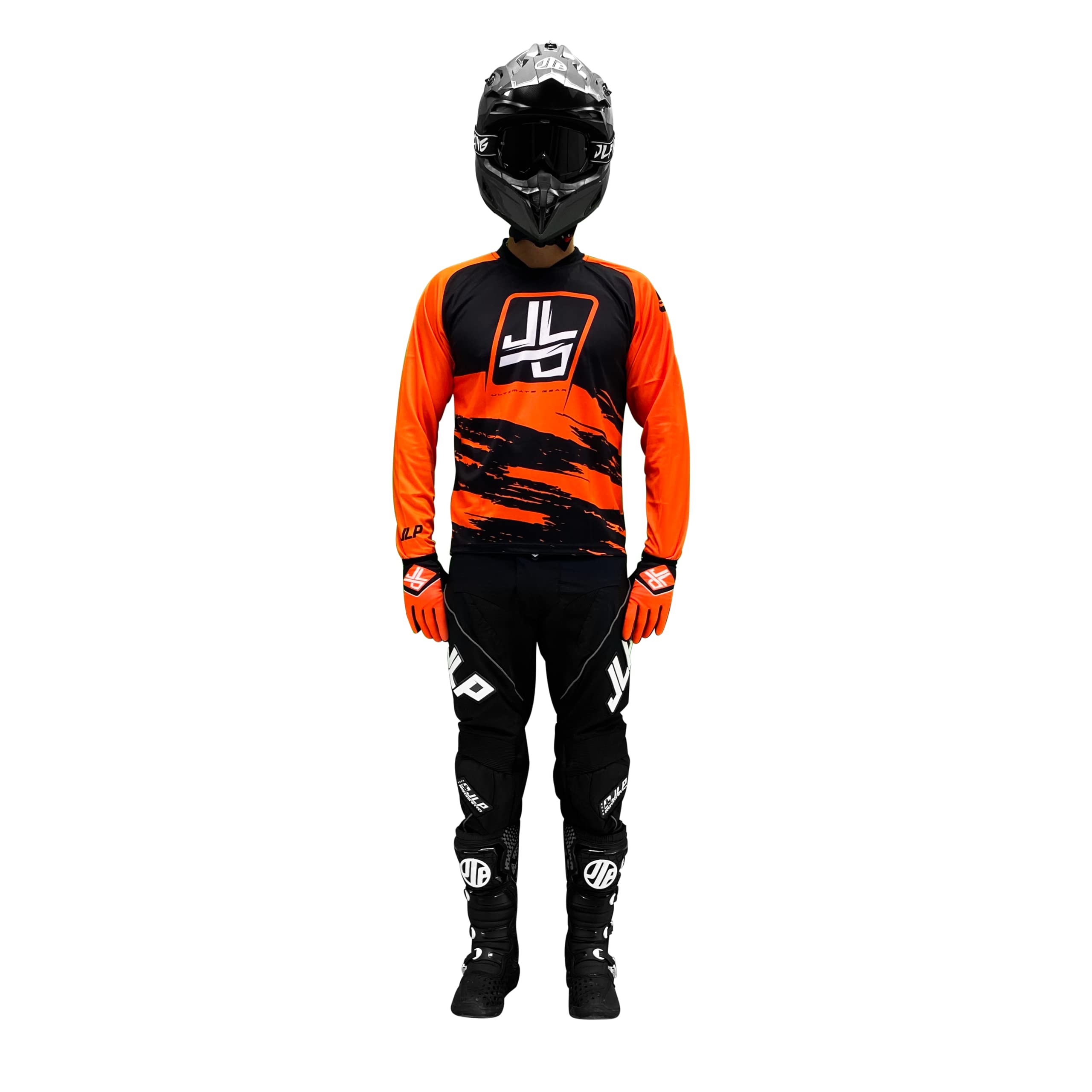 JLP RACING Tenue Enfant Pantalon Maillot Gants Moto Cross Quad Enduro VTT BMX MTB Enfant Snatch Orange Fluo M