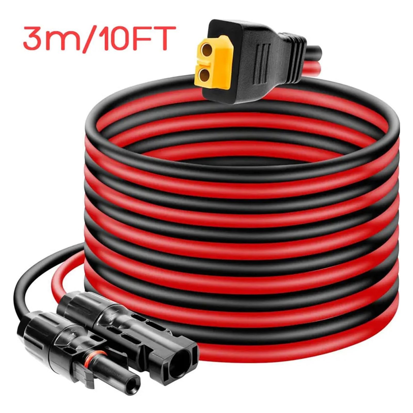 Kabel solarny 3 m 1,5 m, przyłącze do panelu słonecznego 12AWG na XT60 kabel adaptera do generatorów solarnych (3 m 10 stóp)
