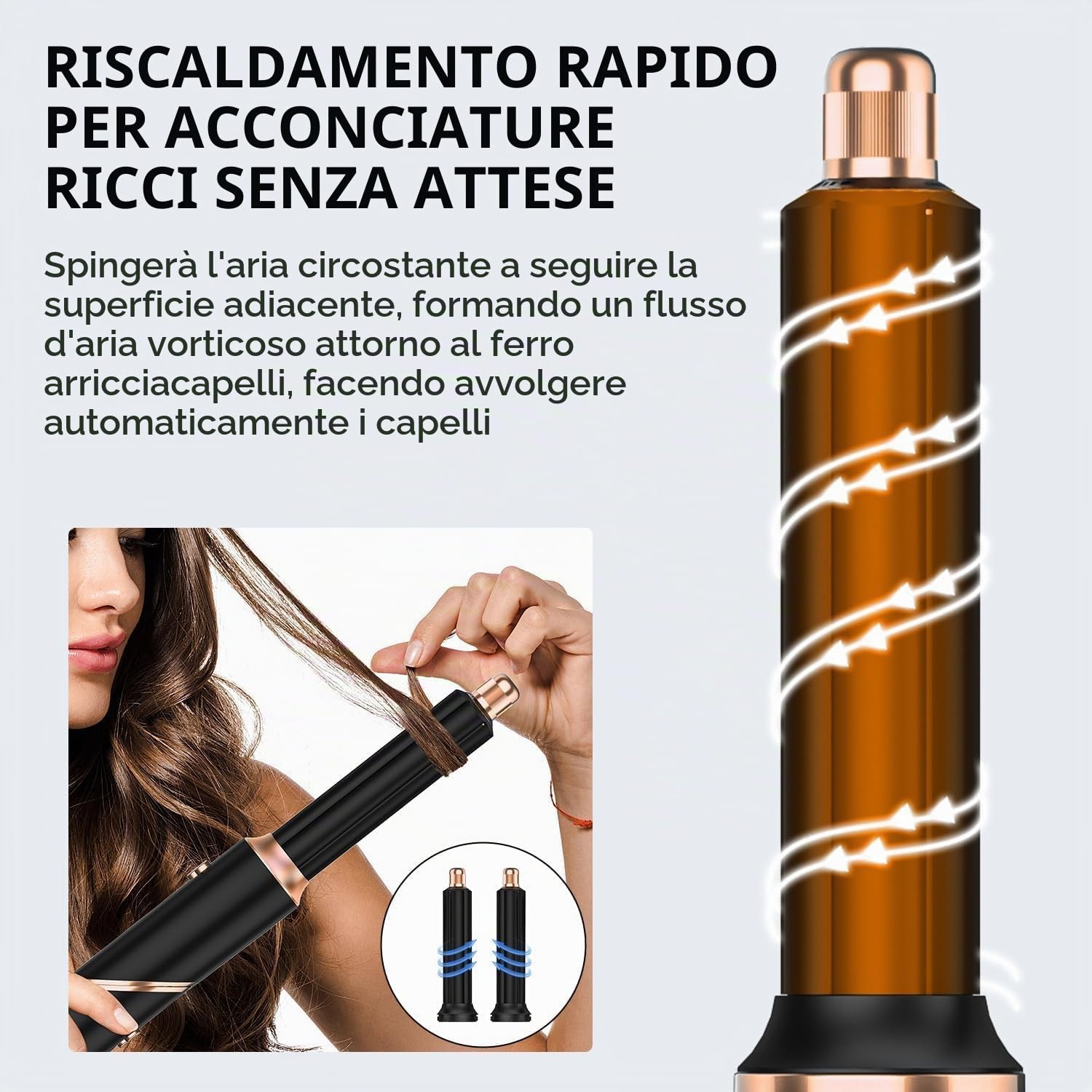 UKLISS Spazzola Asciugacapelli & Air Styler 5 in 1, Spazzola Ad Aria Calda 1000W Asciugatura Rapida Airstyler per Capelli Ricci, Volumizzante, Lisciante, Regali per Donne (Oro Nero)