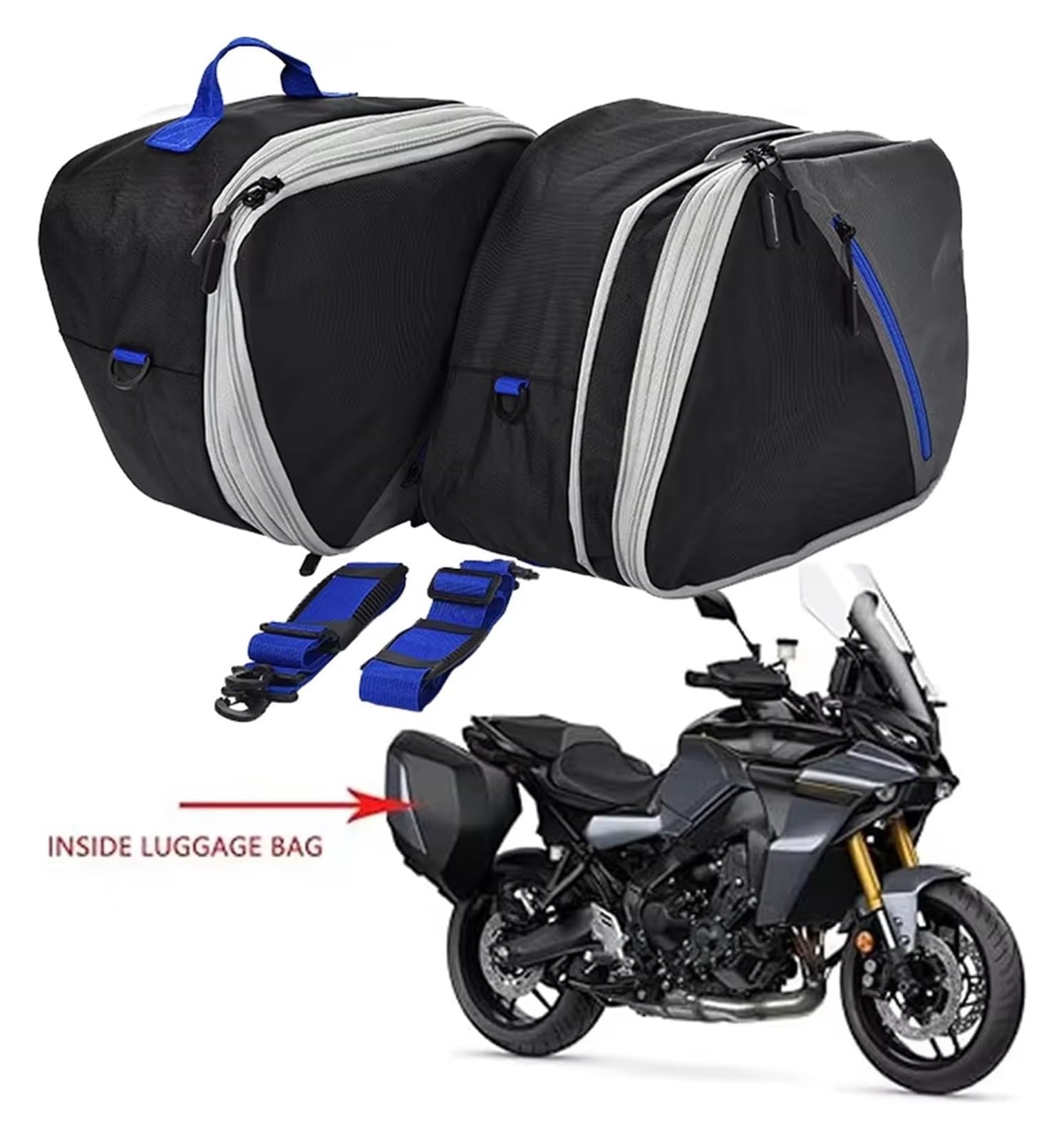 Moto Paraurti Borsa per Tracer 9 per 900 per GT Moto Nero Fodera per Borsa Interna Espandibile Scatola degli Attrezzi Valigie da Sella(A Set)