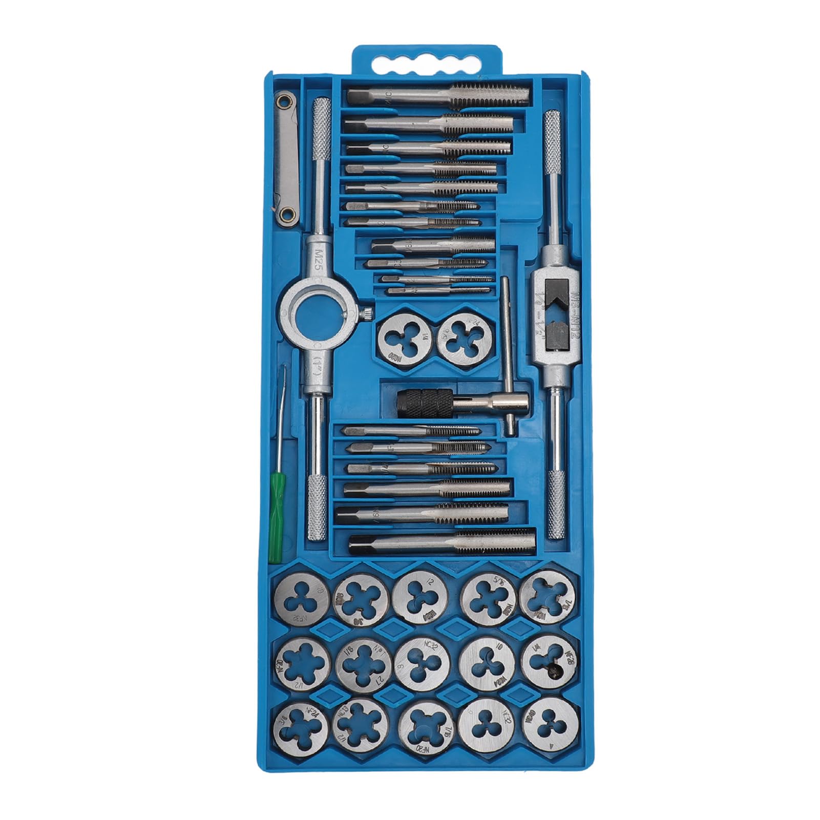 Set di 40 filiere per maschiatura in Acciaio ad Alto tenore di Carbonio, filiere per maschiatura a Filettatura fine, Chiave Manuale, cacciavite, utensile Combinato