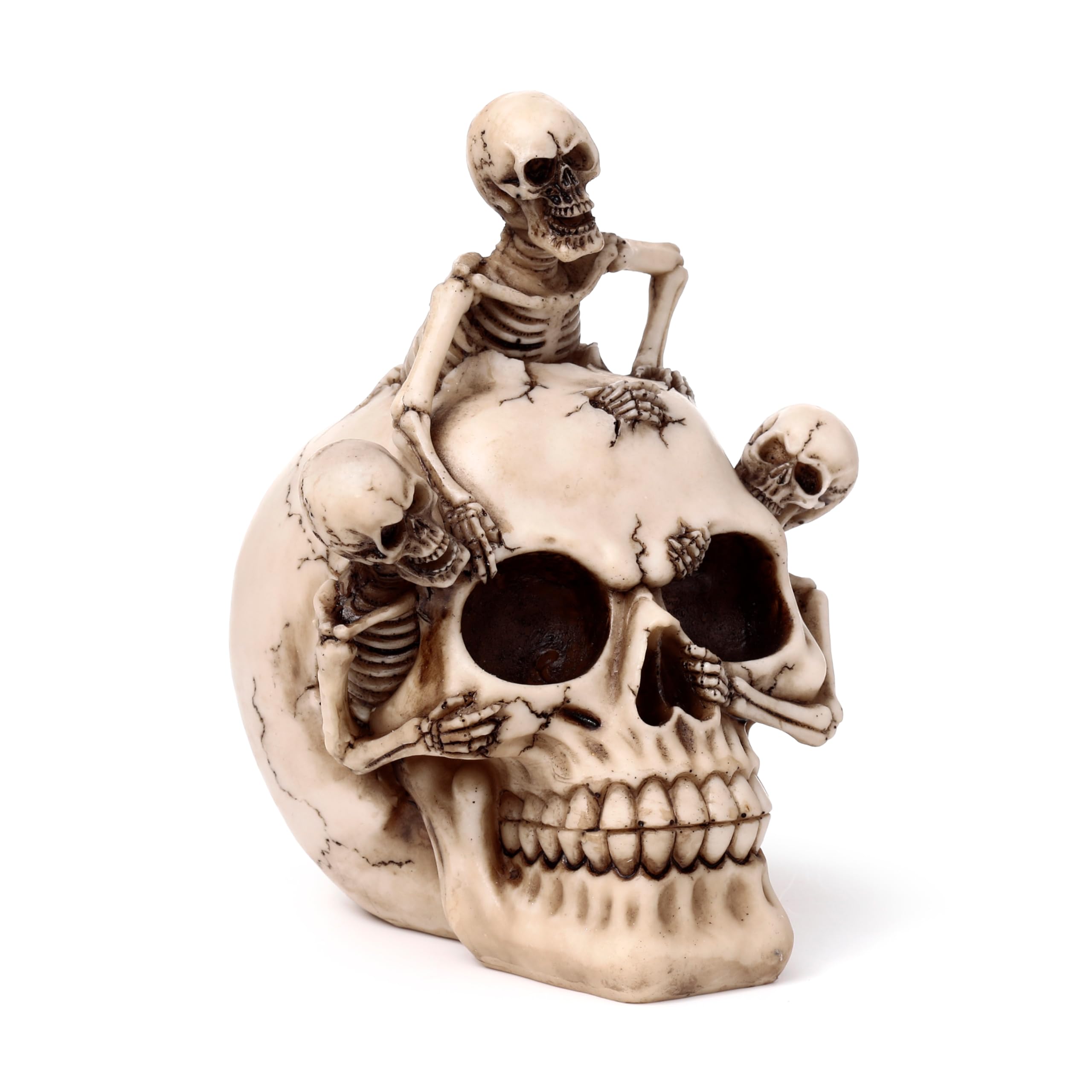 Puckator Skull with Bursting Skeletons - Cute Room Decor - Aesthetic Feng Shui Meditation Accessories - Garden Ornaments - Shelf Desk Decorations - Mindfulness Home Gifts - Statues