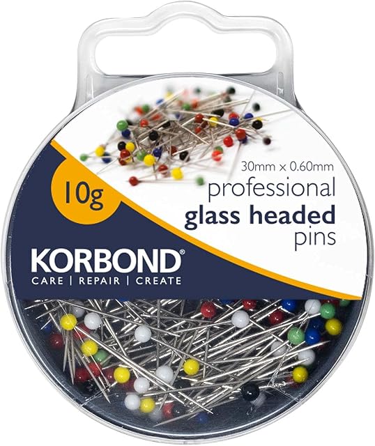 Korbond 10g Professional 30mm x 0.6mm Glass Headed Approx. 100 Pins in Reusable Storage Case Best for Quilting, Sewing, Dressmaking, Pattern Cutting, Applique, Crafting, Multi-Colour, 1 Inch