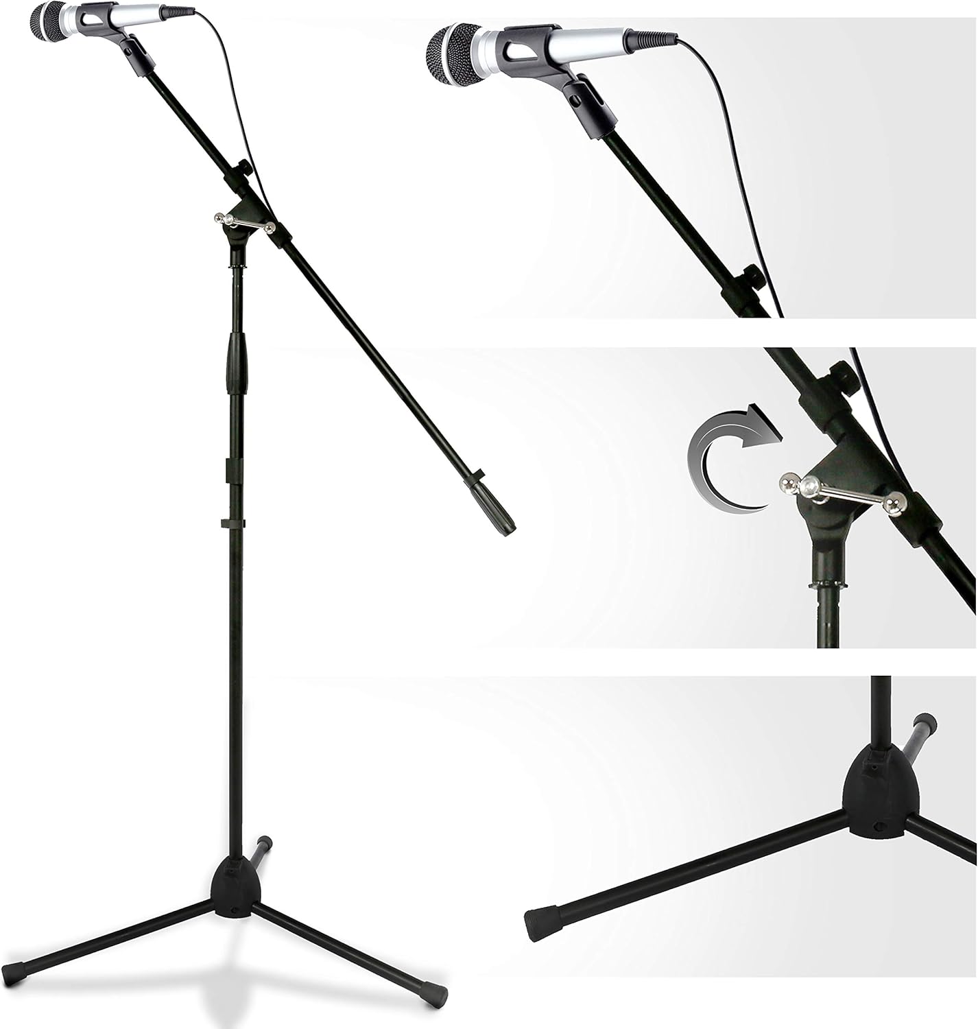 Multimedia iPad and Microphone Stand Universal Mic Holder Adjustable