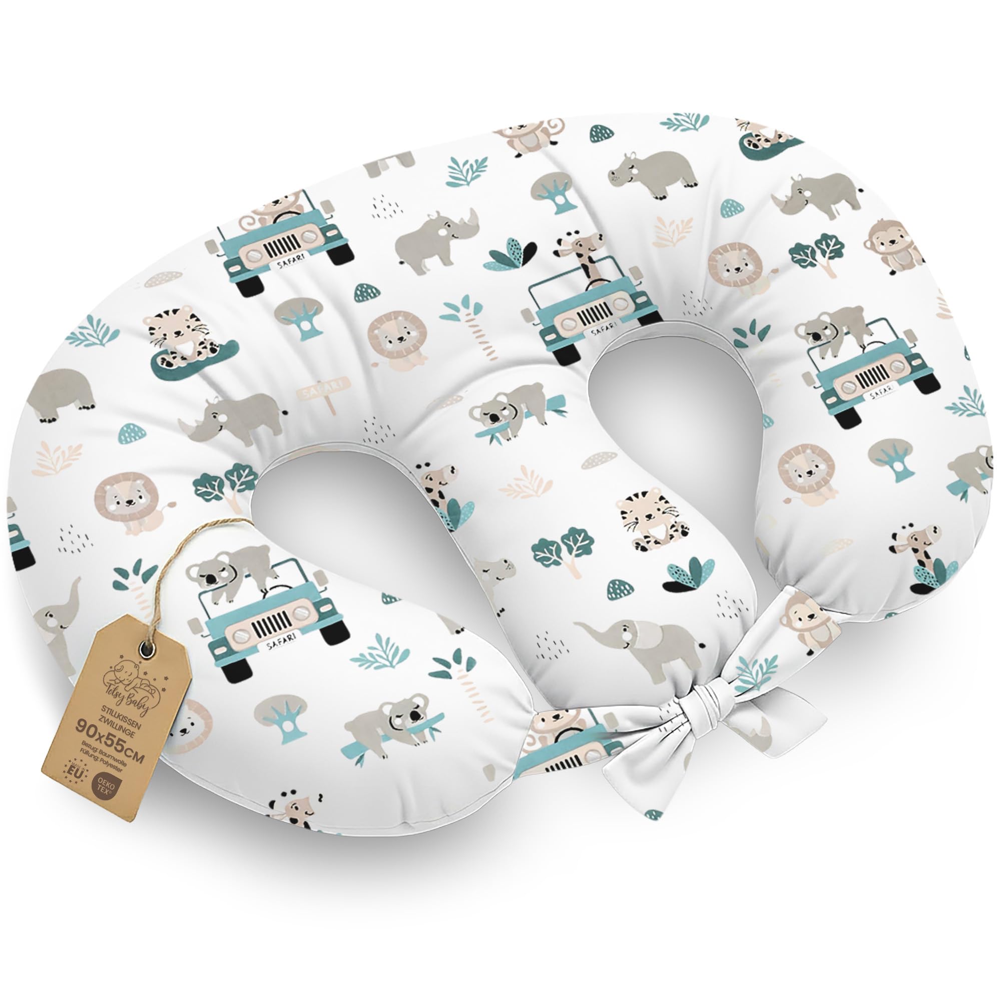 Totsy Baby Cojín Lactancia gemelar Nursing Breastfeeding - 90x50 cm - Almohada de Lactancia para bebé Multifuncional para Gemelos Chest Pillow Pecho posicionamiento Oeko-Tex África