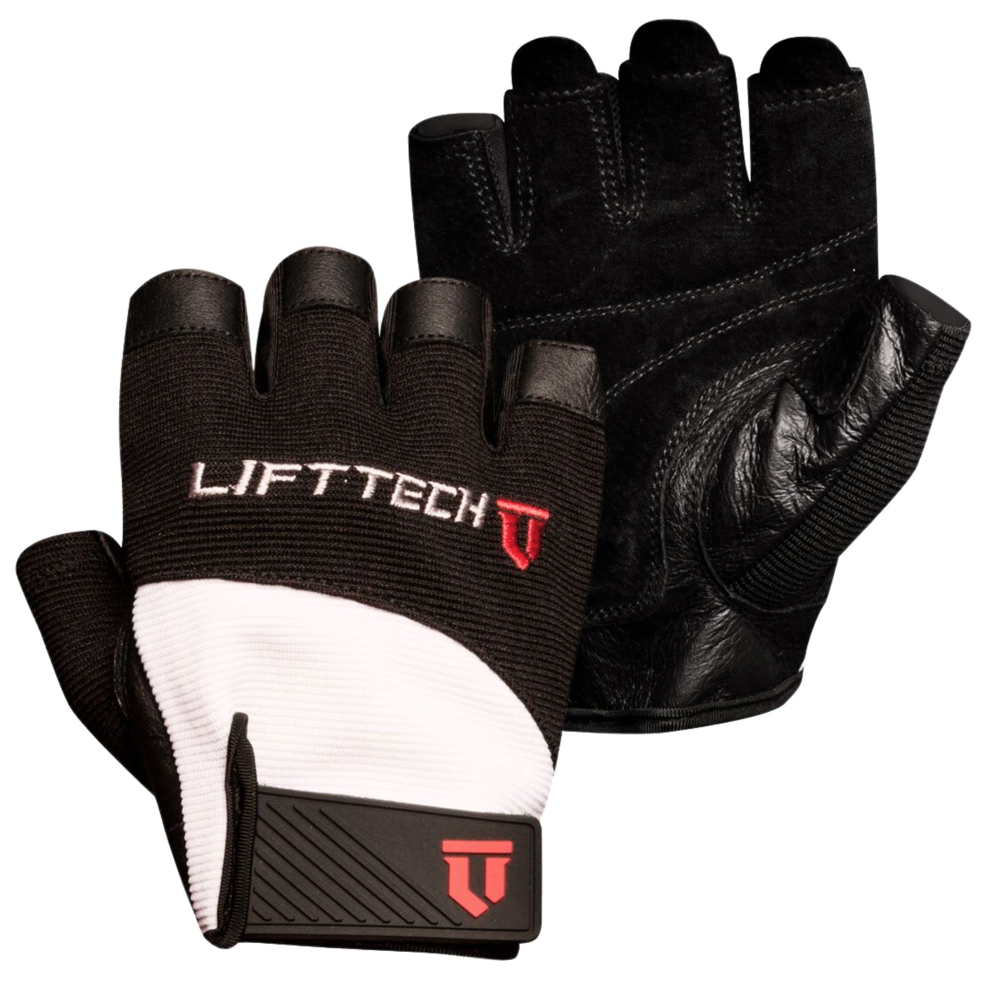 Lift Tech Fitness Elite Weight Lifting Gloves for Men - Gym Gloves for Men Into Weights, Strength Training, Powerlifting - Exercise Gloves for Men with Palm Protection - Black & White, S