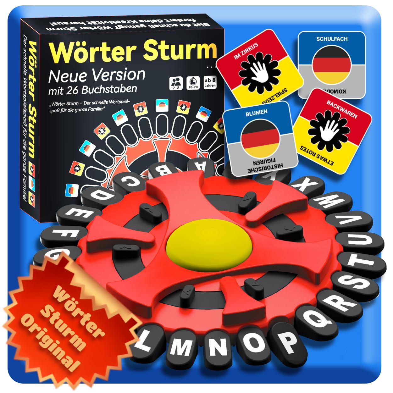 BLOOOK Wörter Sturm Spiel,Brettspiele,Wörterspiel Erwachsene Kinder,Gesellschaftsspiele,Spiel des Jahres,Familienspiel 2-8 Personen,Tabletop Spiele,Partyspiele (Schwarz)