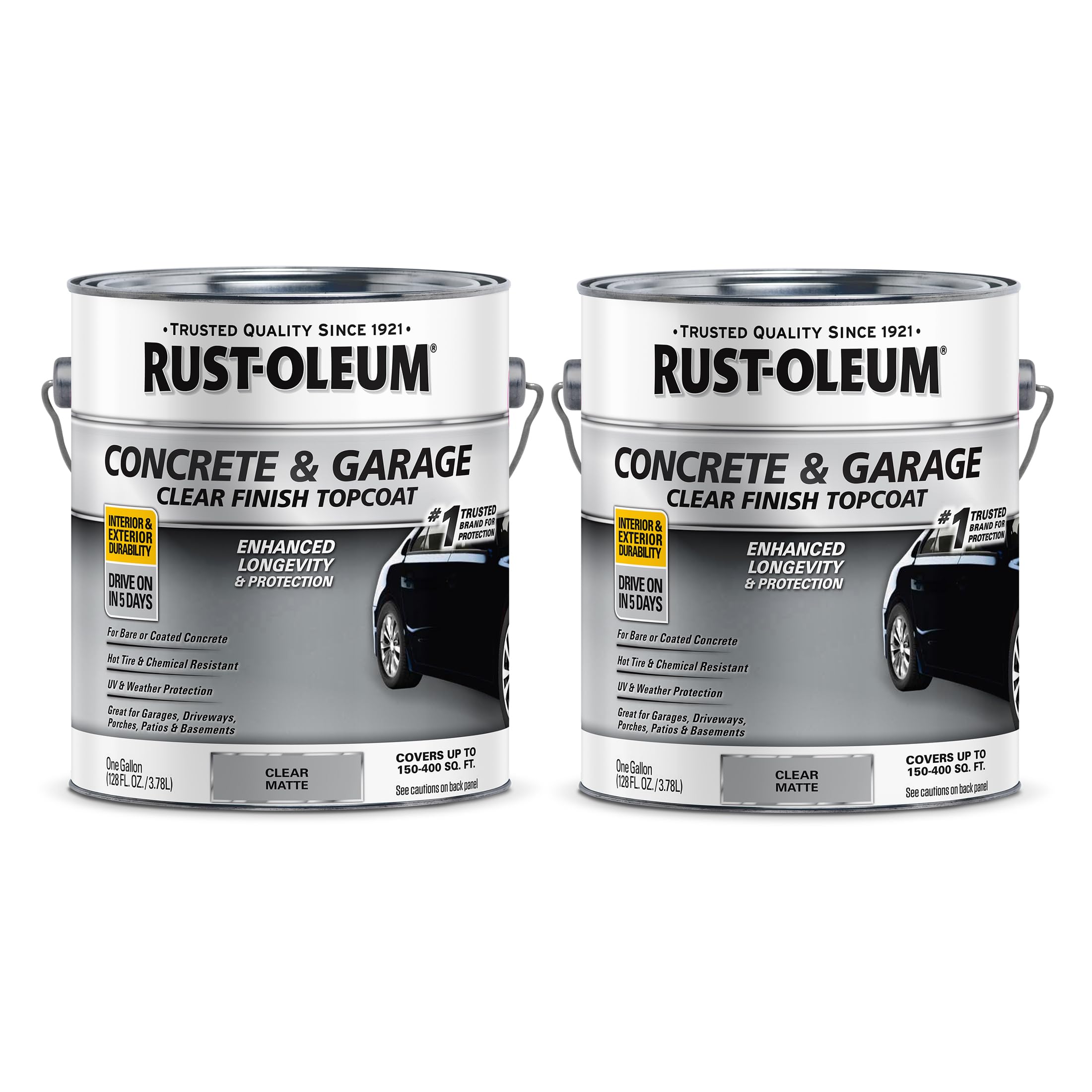 Rust-Oleum 380895-2PK Concrete & Garage Clear Finish Topcoat, Gallon, Matte Clear, 2 Pack