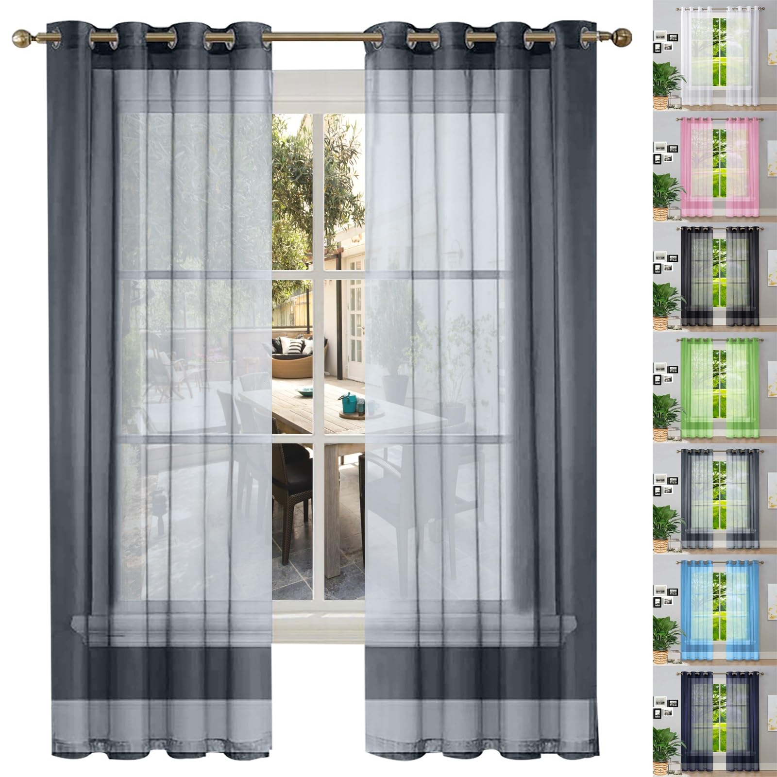 GAIFNAG White Voile Curtains for Bedroom 180 x 230 cm Pencil Pleat Black Out/Light Weight Linen Look Solid Crushed Velvet Curtains for Bedroom and Living Room, Grey