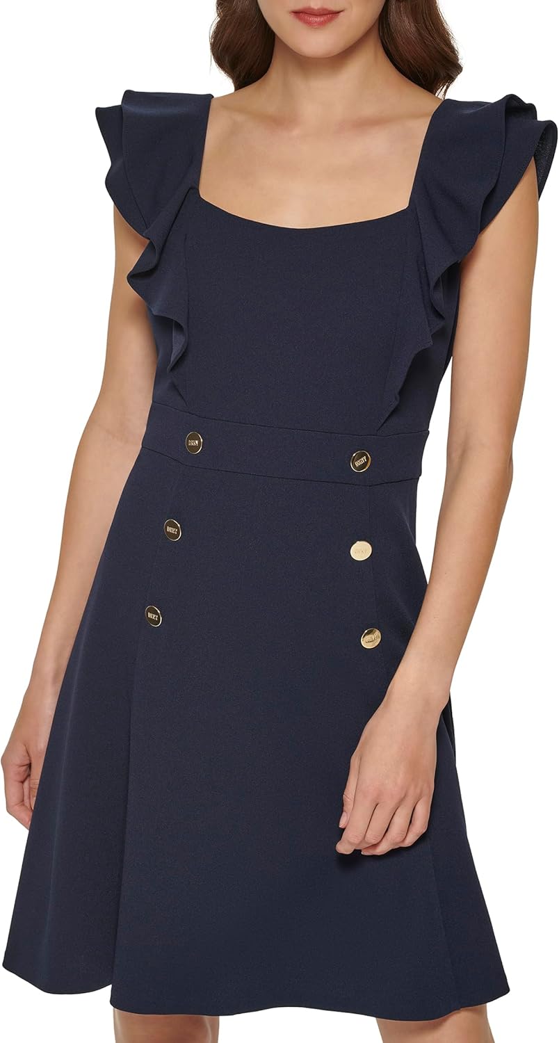 DKNY Women's Sleeveless Ruffle Hem Sailor Dress