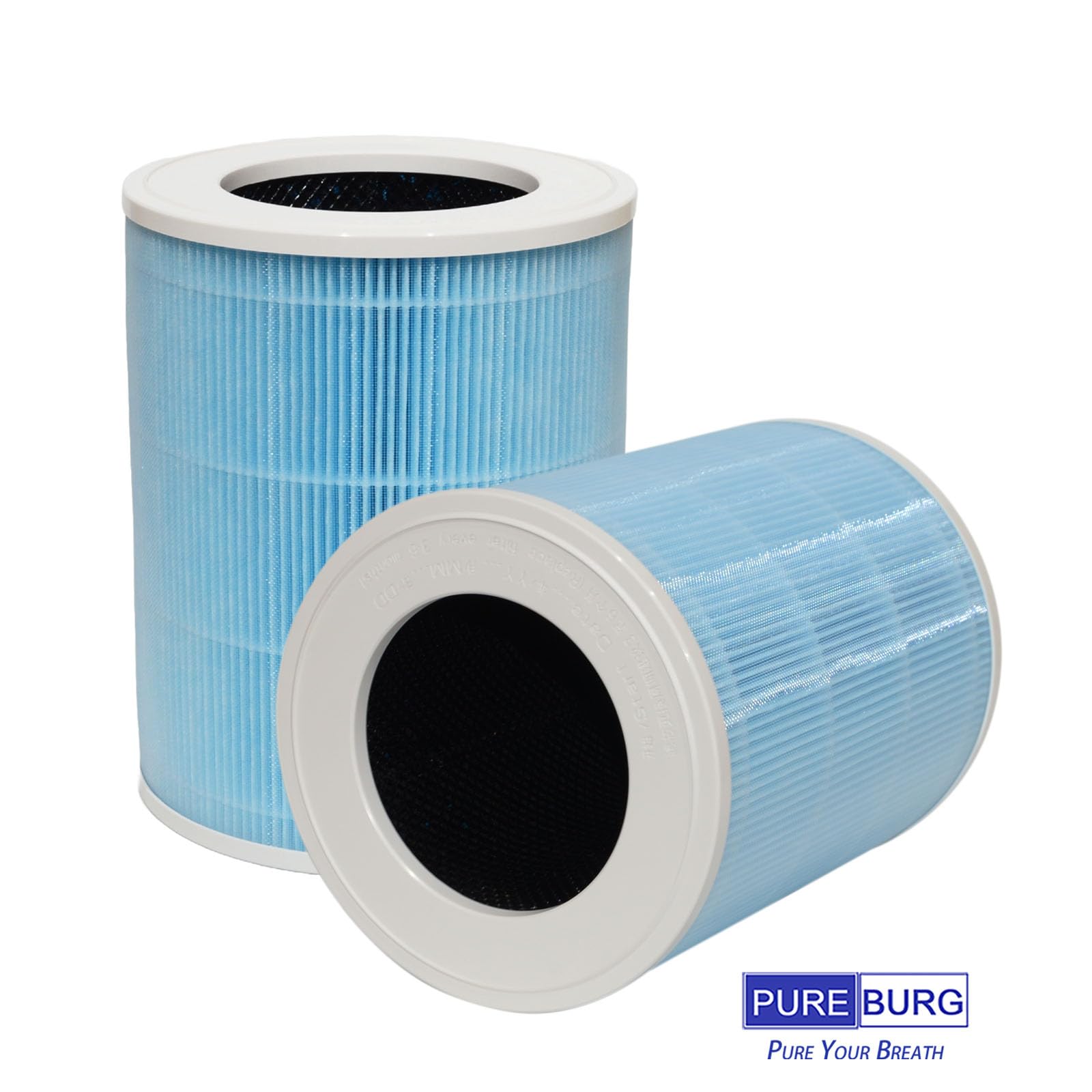 PUREBURG Filtro de repuesto compatible con purificador de aire Meross Smart WiFi MAP100, paquete de 2 H13 HEPA carbón activado de 3 etapas, filtración de aire, polvo, COV, olor