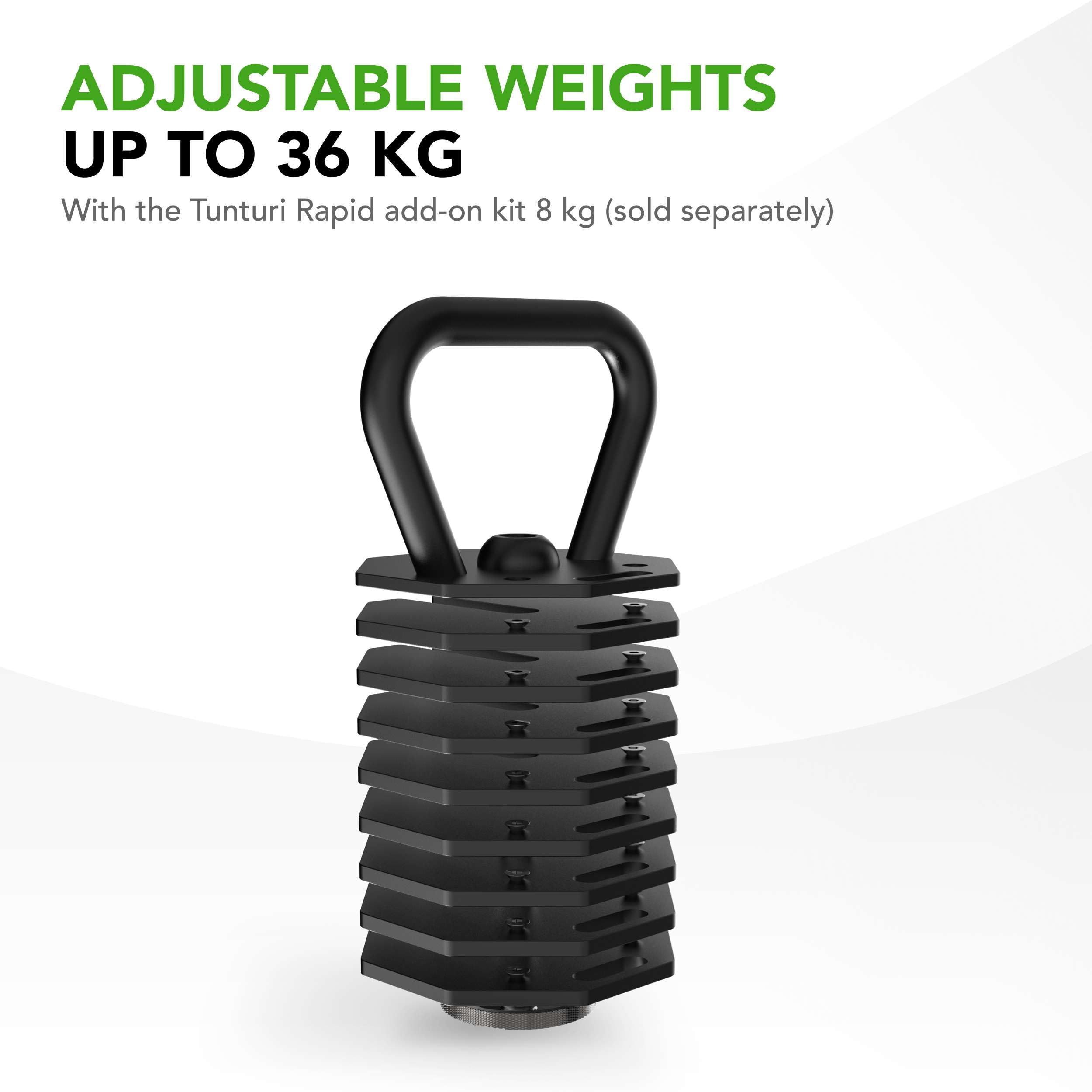 Tunturi Rapid - Manubrio Kettlebell regolabile - Set da 3,5 kg - Regolabile da 2,5 a 3,5 kg - 2 Kettlebell in uno - Kit pesi per palestra a casa