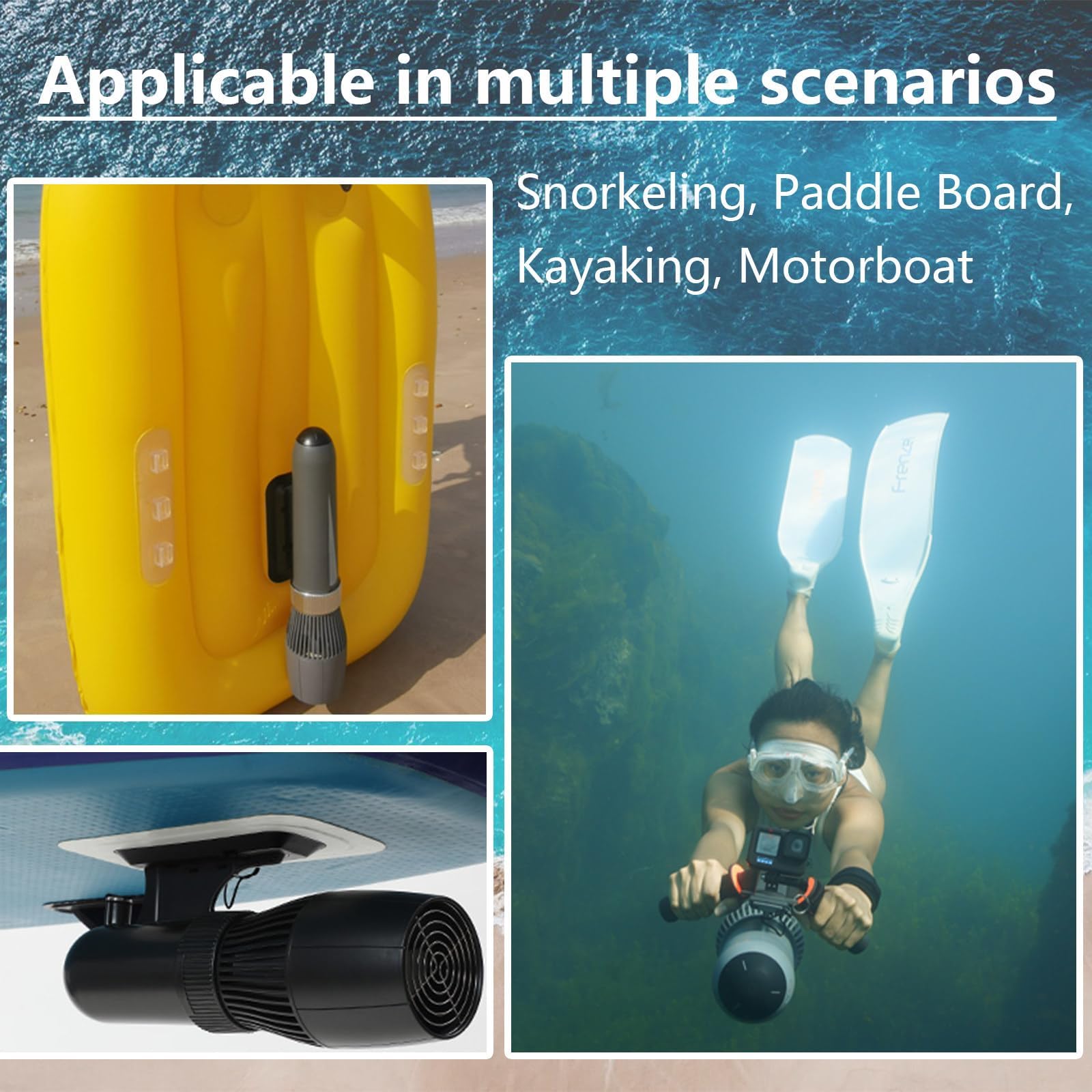 Scooter Submarino portátil de Alta Potencia de 10000 mAh, 500 W, Resistente al Agua hasta 40 m, Ideal para Buceo y esnórquel.
