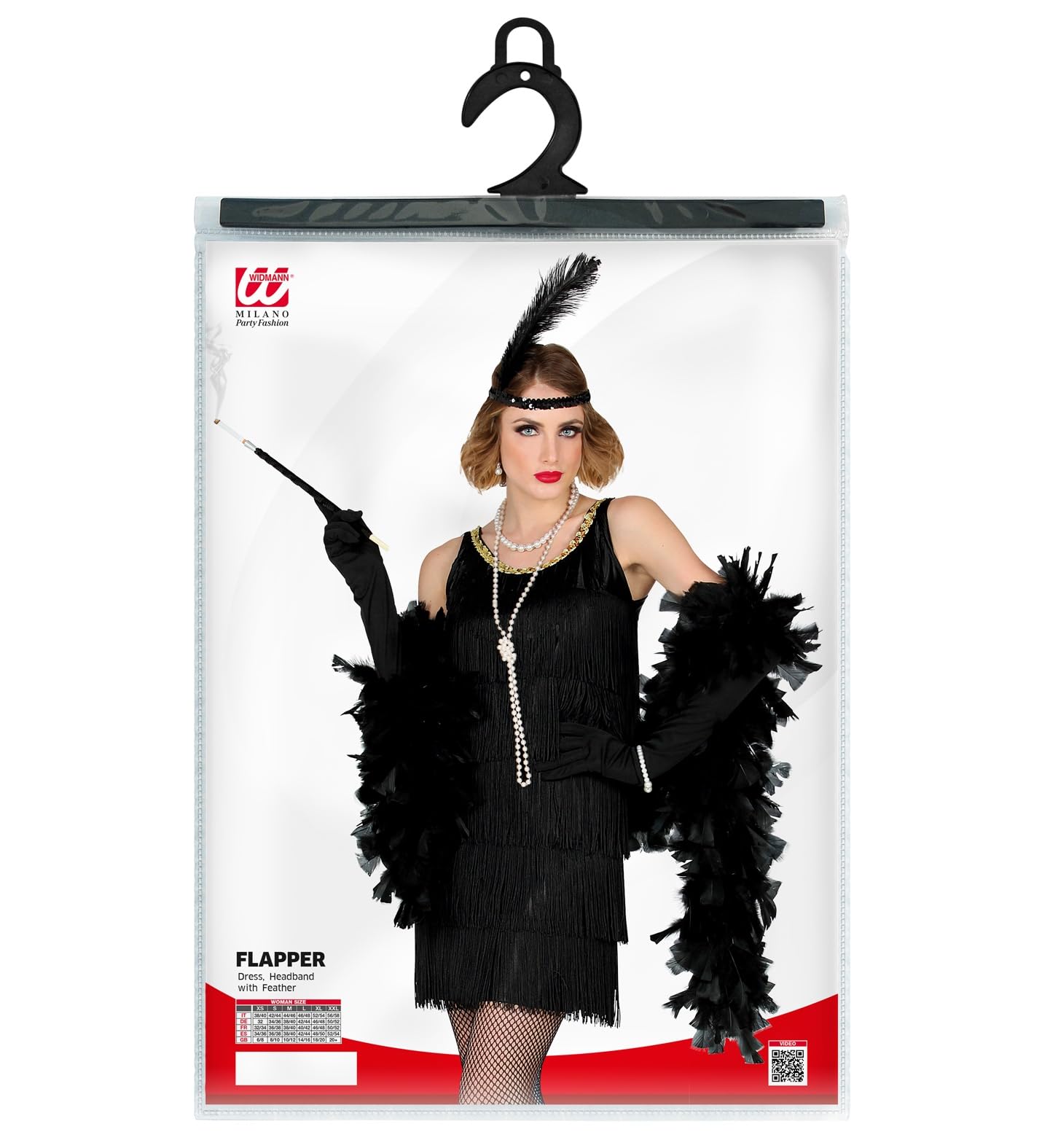 W WIDMANN MILANO Party Fashion - Costume années 20 Charleston Flapper, robe à franges, déguisements de carnaval