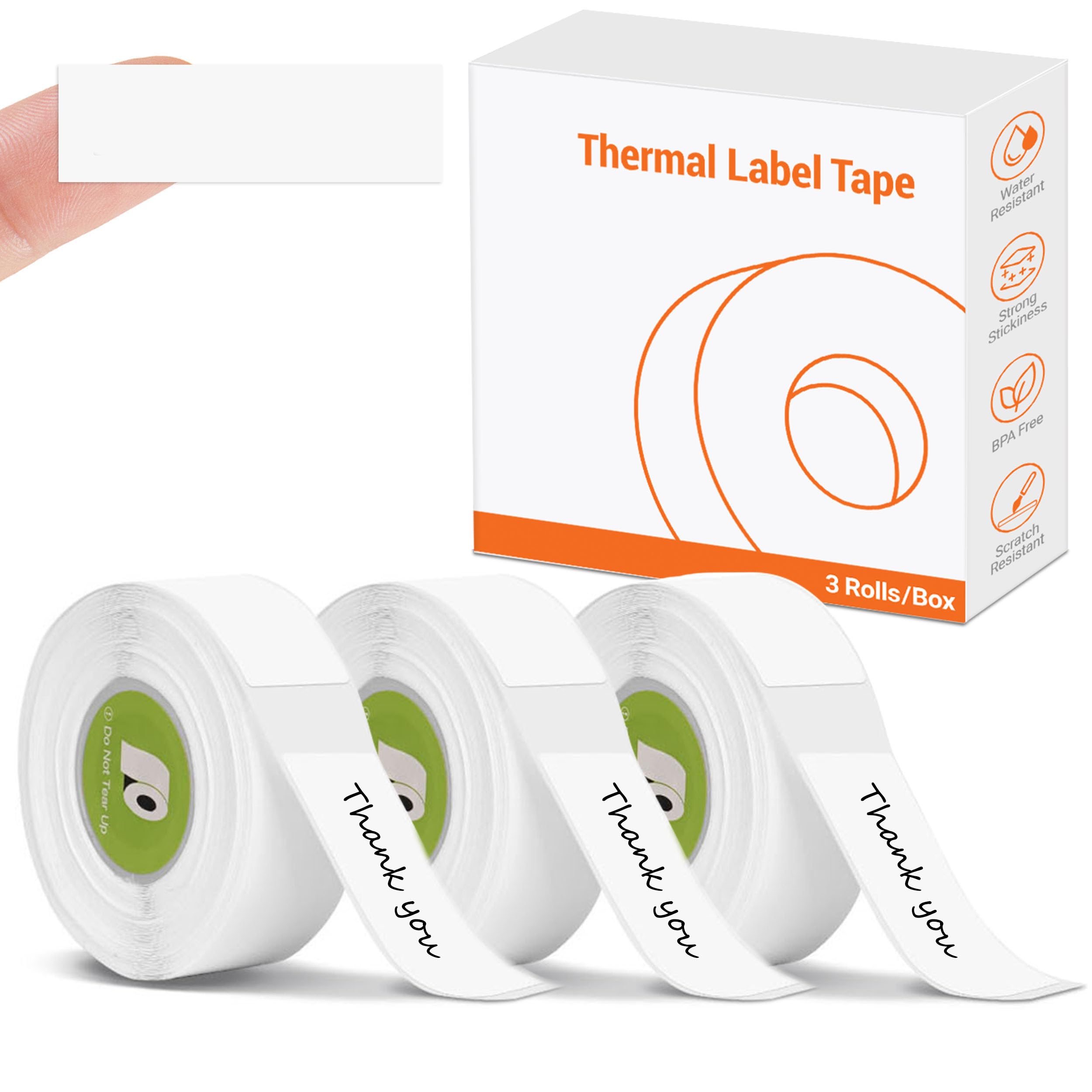 Rongta R5 Label Maker Tape, 14x40mm (0.55"x1.57"), Standard Laminated Thermal Label Tape Replacement, for Home Office Small Business, 180 Labels/Roll