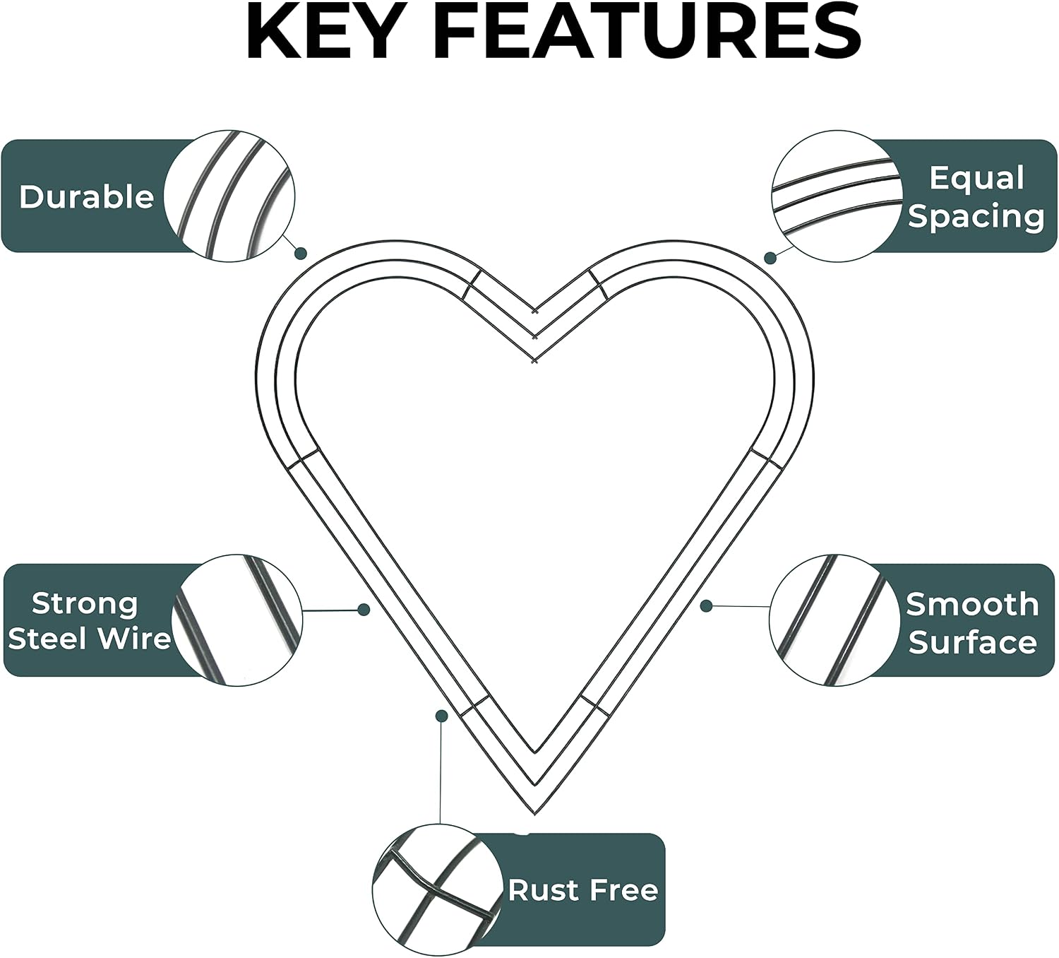 2-Pack 12 Inch Heart Shaped Wire Wreath Frame image 4