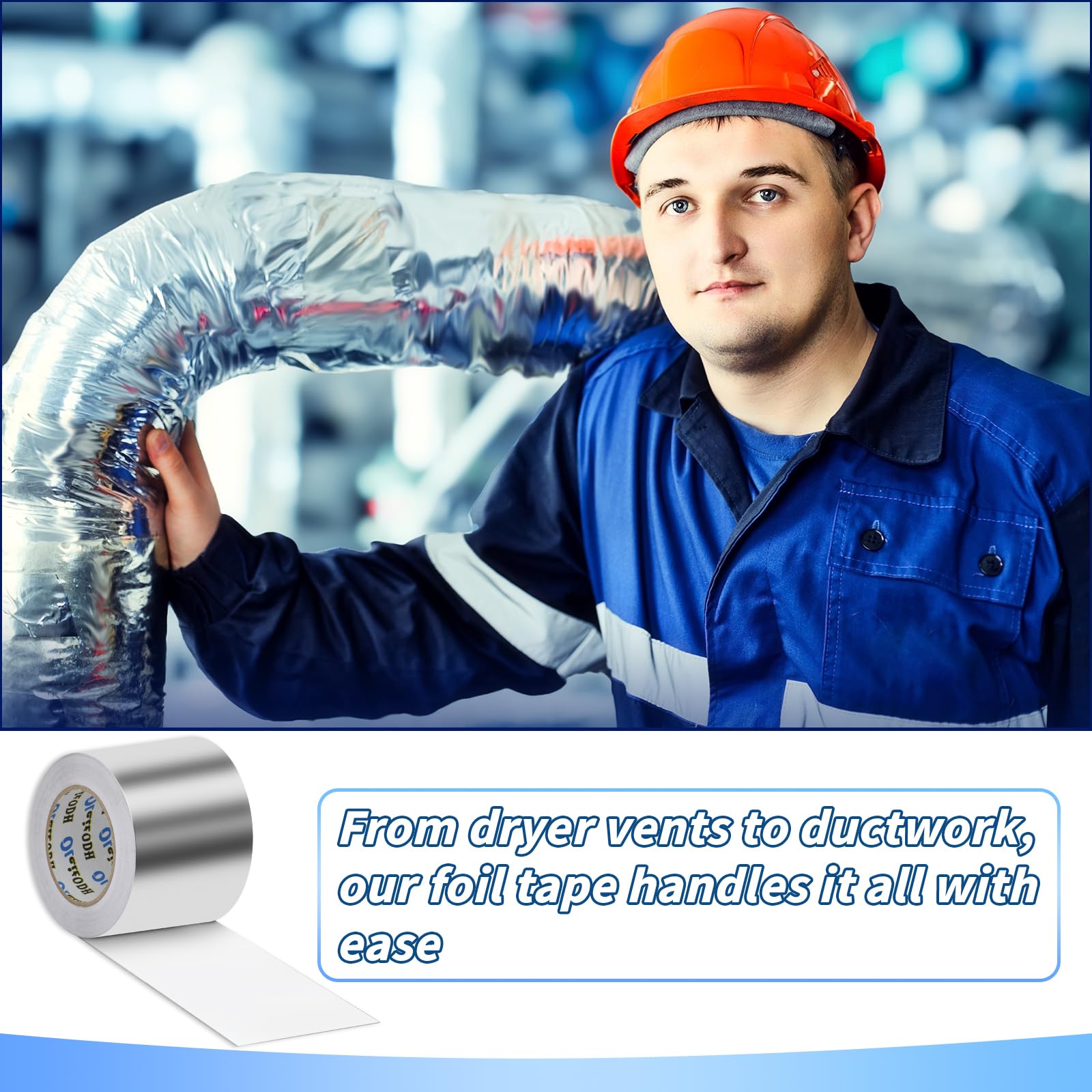 Paquete de 6 cintas de aluminio a granel de 2 pulgadas x 55 yardas, cinta adhesiva de metal resistente, cinta plateada de alta temperatura para sellado y parches, HVAC, conductos de aire, reparación