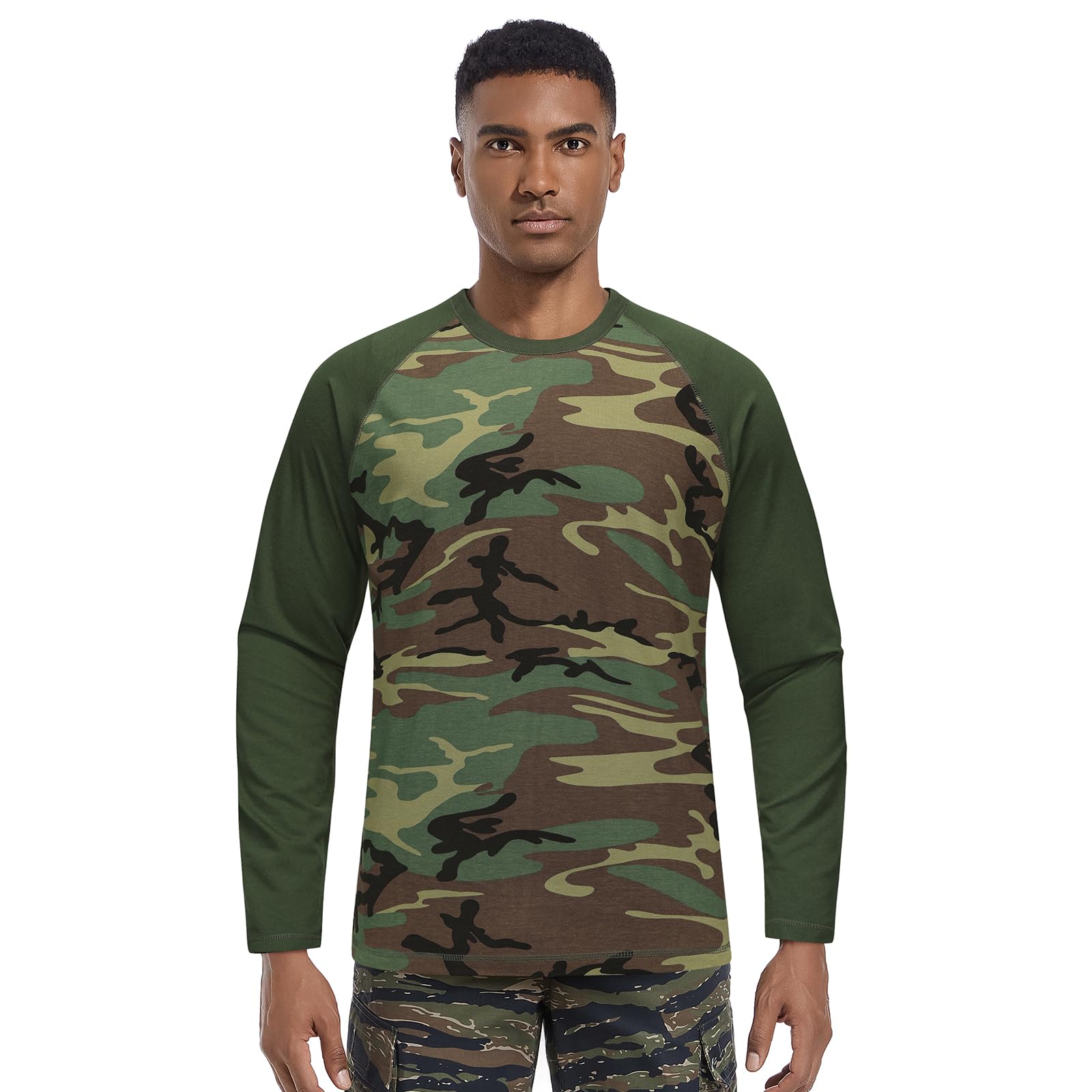 TWCHAS Men’s Military Camo T-Shirt, 100% Cotton Camouflage Top Vintage Camo T-Shirts for Everyday Look and Outdoor Activity