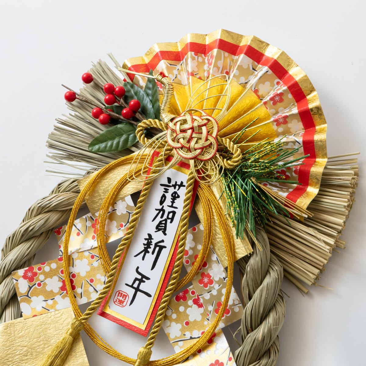 Amazon | 秀〆(Hideshime) 正月飾り しめ縄 玄関 リース 金寿 春