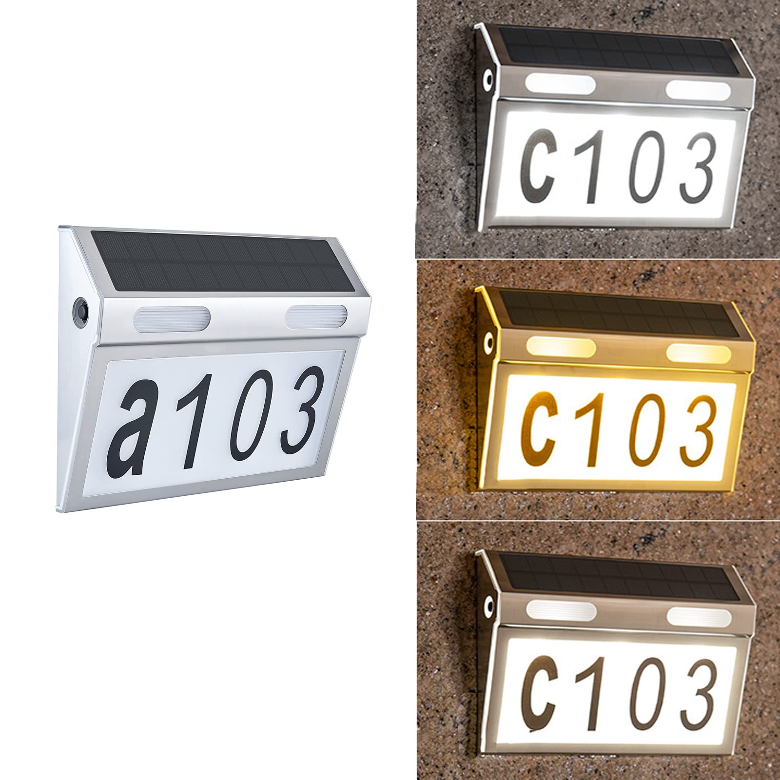 MEDOYOH Solar Powered House Numbers Plaques with Lights, 3 Lighting Modes 2200mAh Solar Houses Address Lights IP65 Waterproof for Outdoor Address Signs