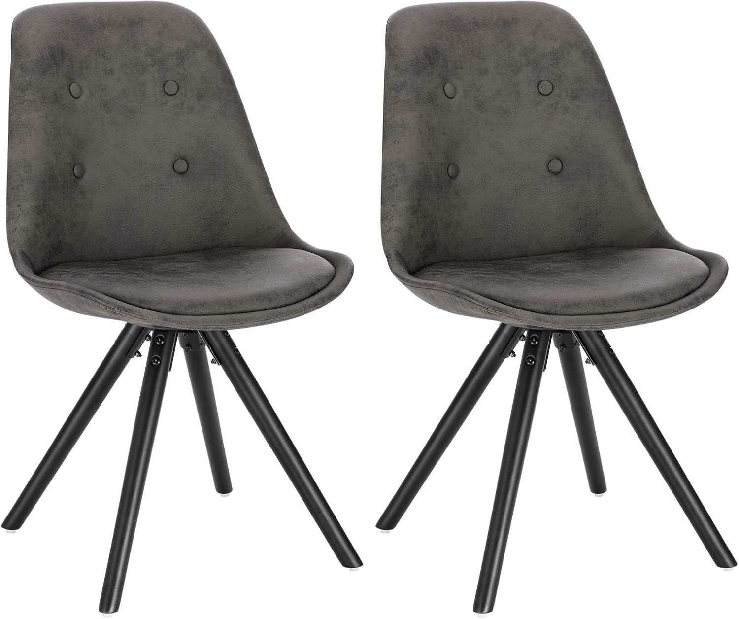 WOLTU Juego de 2 Sillas de Comedor,Tela,Antracita Estilo Vintage, Pata de Madera, Maciza con Respaldo