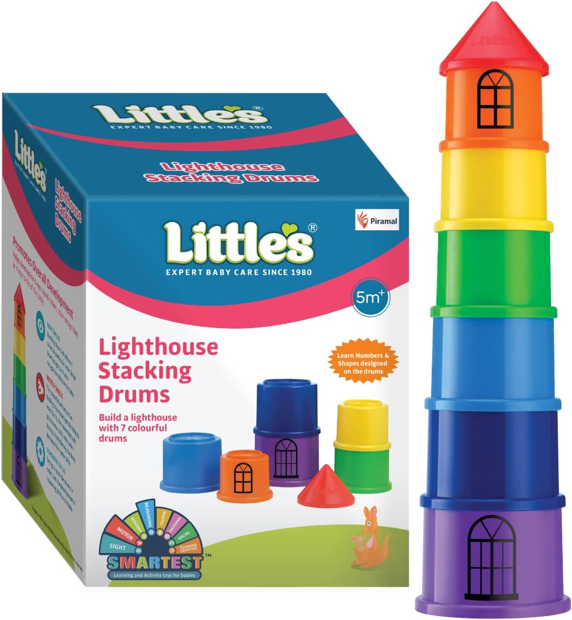 Little's Lighthouse Stacking Drums | Multi-Color | Stacking Game for Kids | Develops Motor & Reasoning Skills | for Infant & Preschool Baby