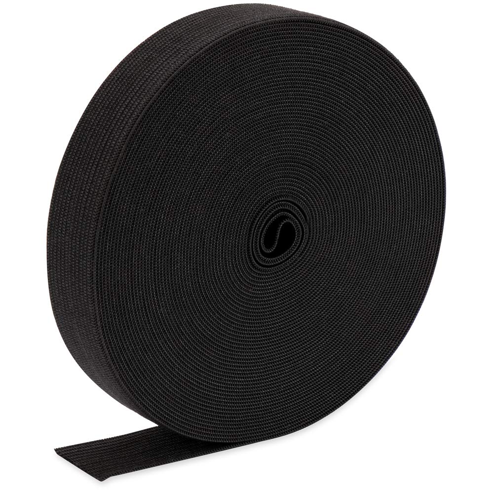 H&S 10 Metres Black Flat Wide Elastic Ribbon and Elastic Band for Sewing, Waistbands, Dressmaking & Craft Accessories