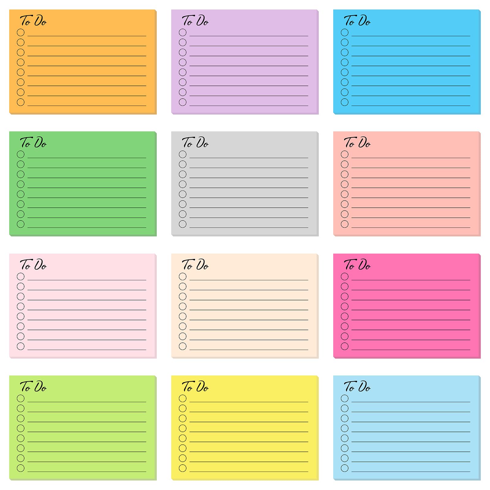 DERAYEE 12 Pack Sticky Notes, 504 Sheets to Do List Pads Colorful Self-Stick Notes Pastel Ruled Stickies for School Office Home Plan (3.9x2.8 inch)
