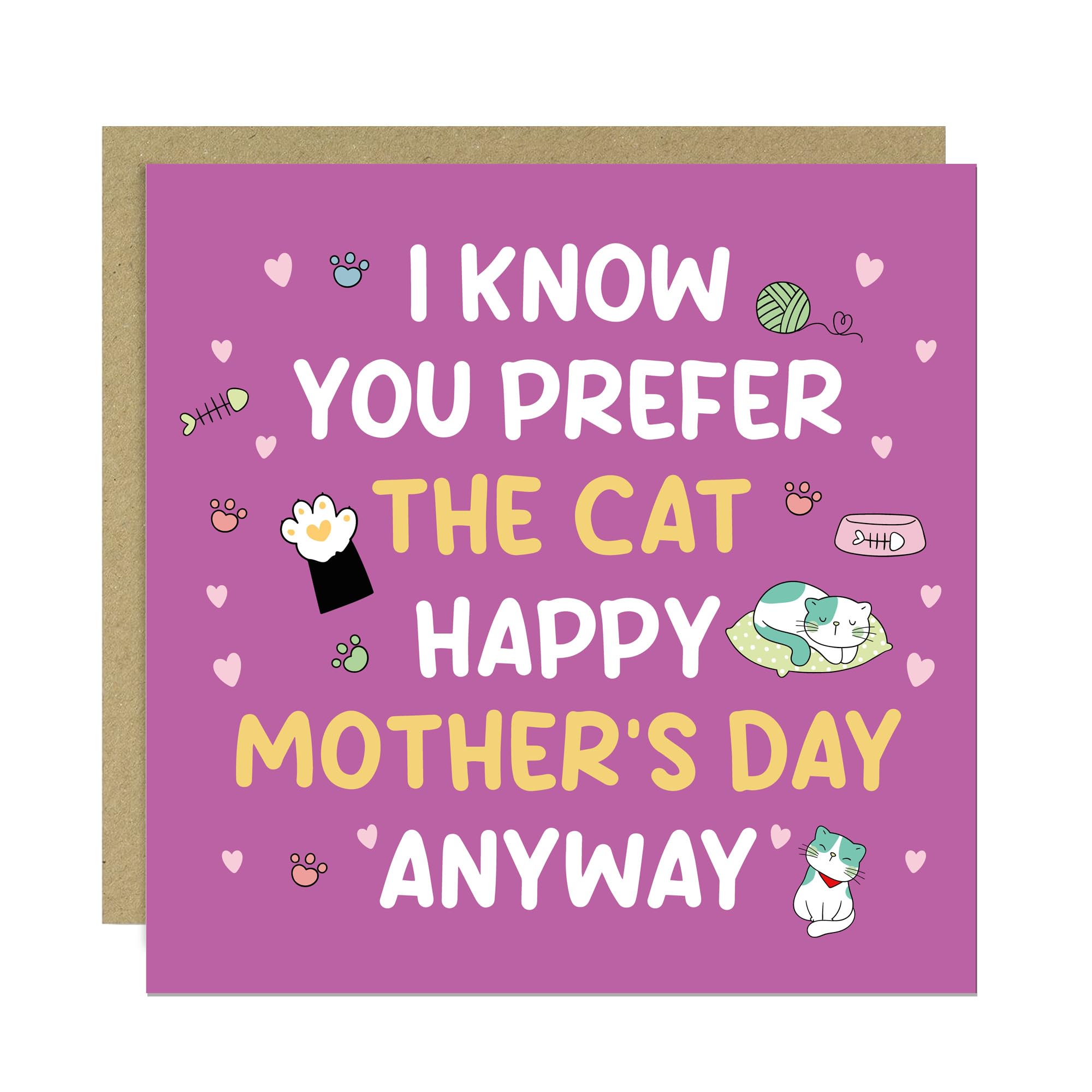 RED OCEAN Funny Mothers Day Card Card From Daughter Son Cat Themed Card For Her Prefer The Cat Joke Mothers Day Card With Kraft Envelope
