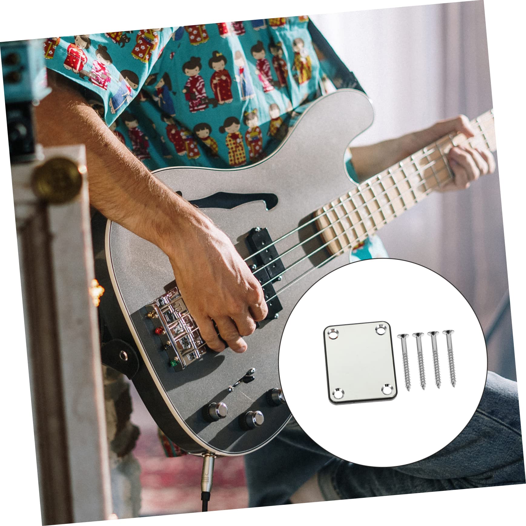 BESTonZON 1 Set Electric Guitar Jack Plaques De Jack De Guitare En Métal Plaque De Prise Électronique Plaques De Jack Professionnelles Pour Guitare Plaques De Prise De Guitare Électrique