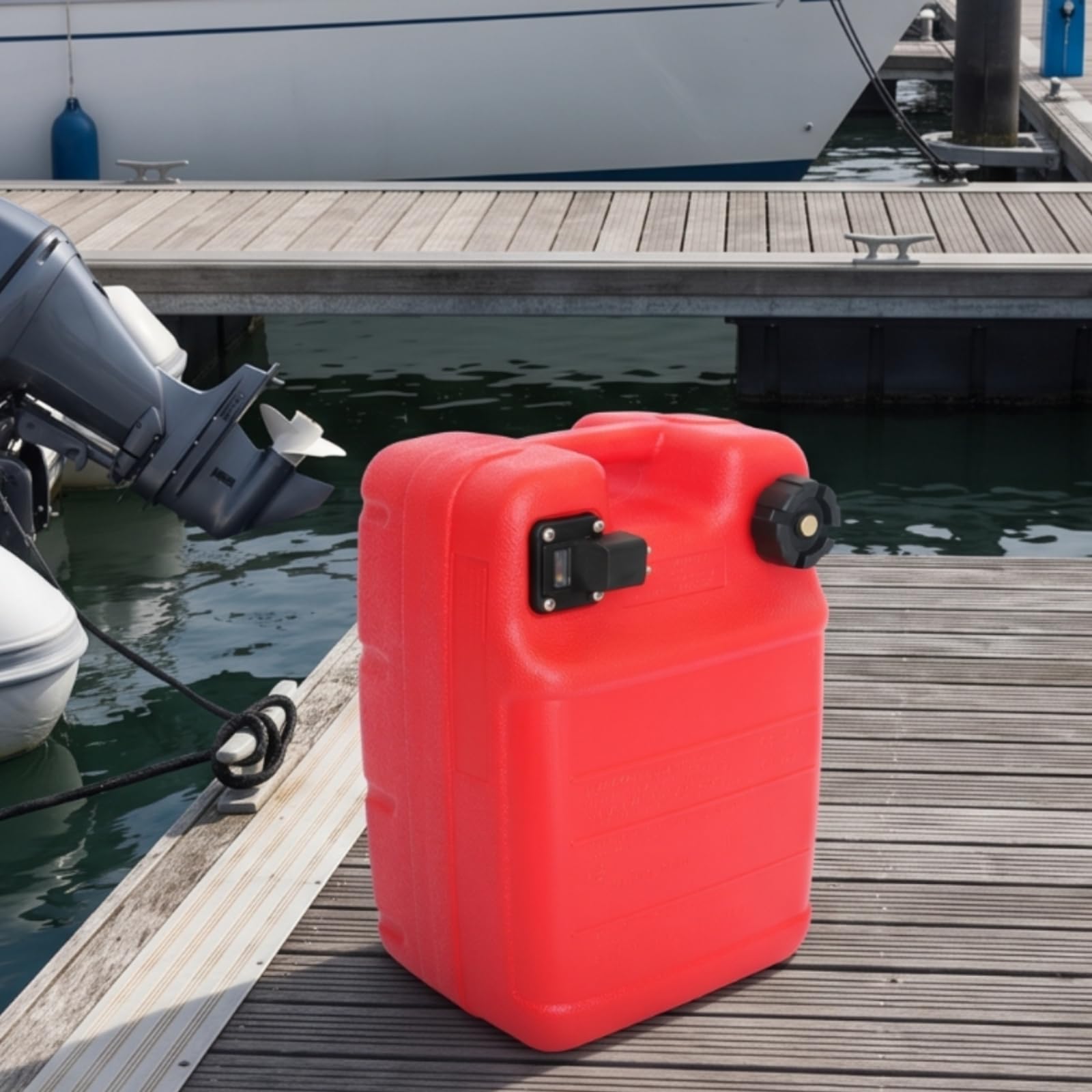 harayaa Serbatoio Carburante per Motore Marino con Connettori Neri E Chiusura Ermetica in Plastica Resistente Adatto per Piccole Imbarcazioni E Attività di Manutenzione , 24 Litri