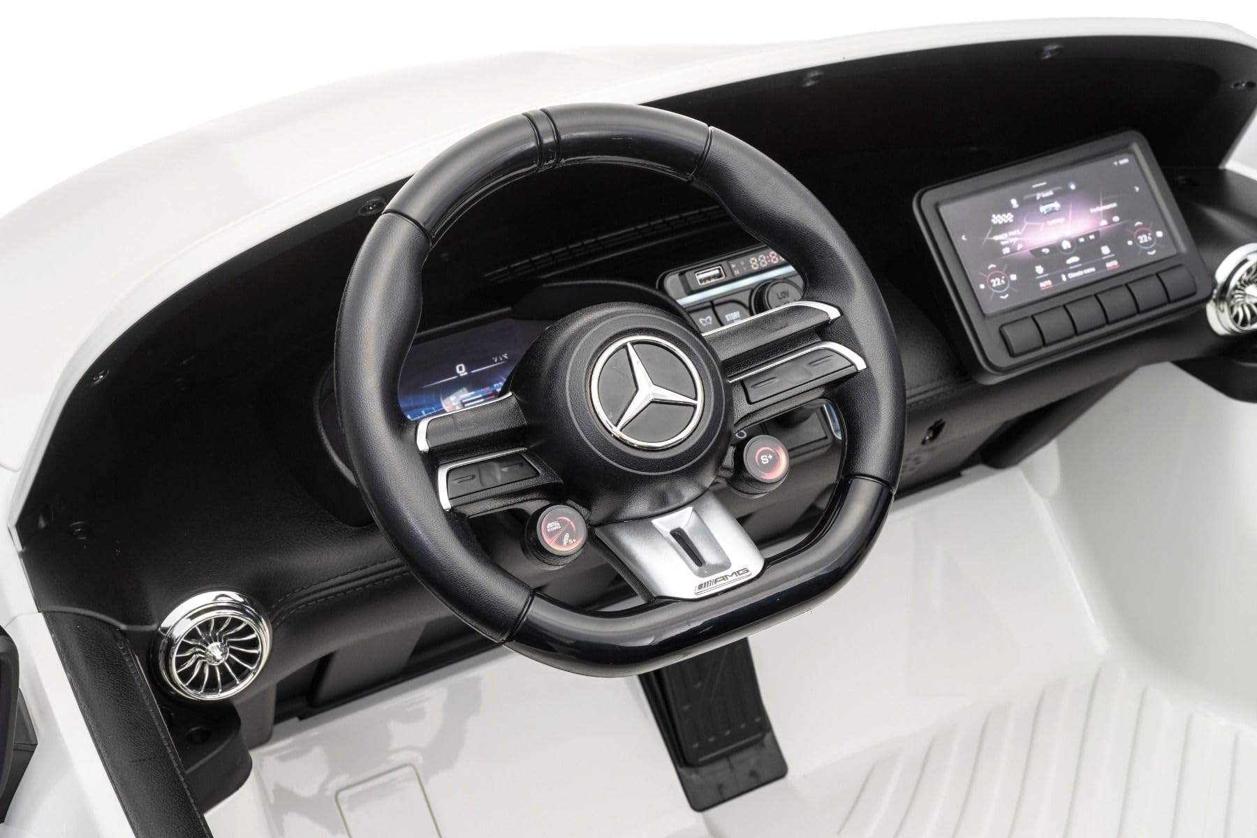 Elektryczny samochód dziecięcy Mercedes GT63 AMG 24 V z napędem 4 x 4, czerwony, dwumiejscowy, regulowany fotel kierowcy, miękkie koła EVA, pilot zdalnego sterowania 2,4 GHz, USB/Bluetooth, silniki