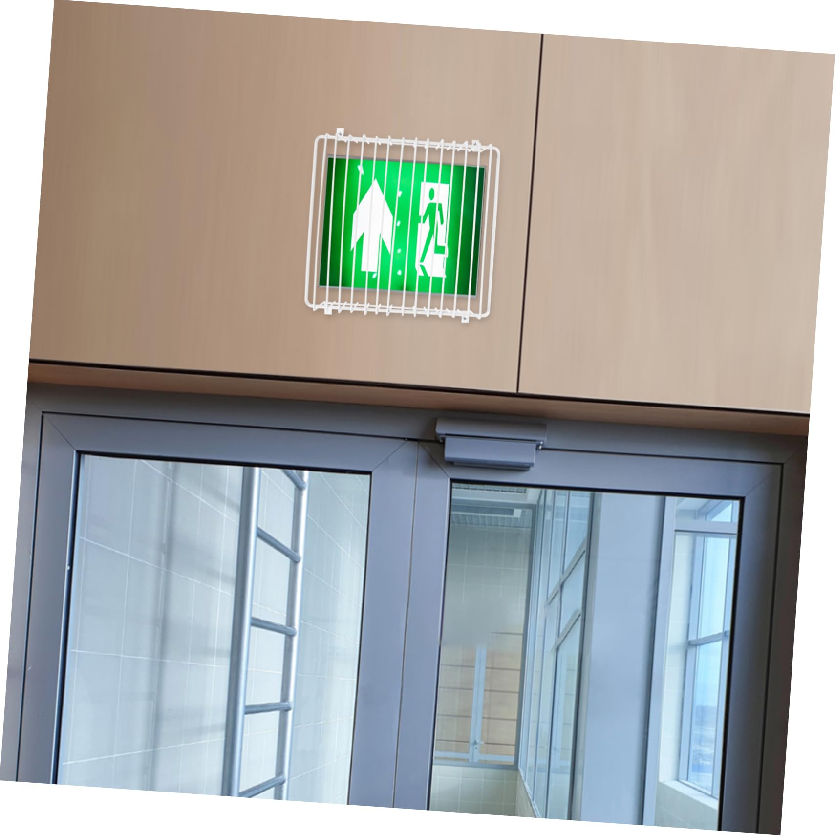 Protector de Luz de Salida de Emergencia de Hierro Blanco | Cubierta de Alambre para Señalización, Uso Interior y Exterior, Ayuda a Evitar Intrusión Animal