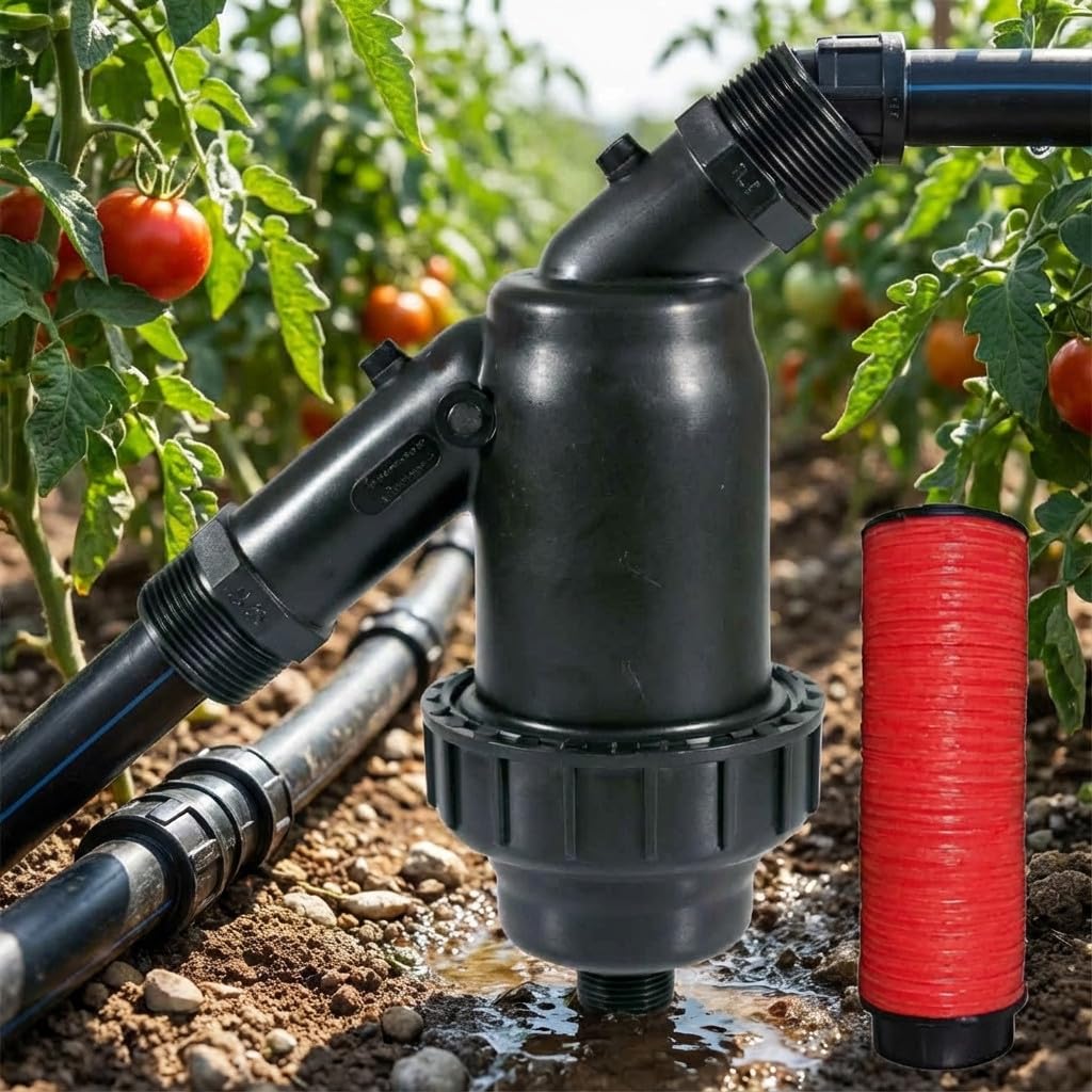 Suinga Filtre à anneaux 1" 120 mesh. Filetage mâle 1". Utilisé pour éviter l'entrée d'impuretés dans le réseau d'irrigation. Filetage mâle 1" pour s'adapter à un tuyau de 32mm, noir