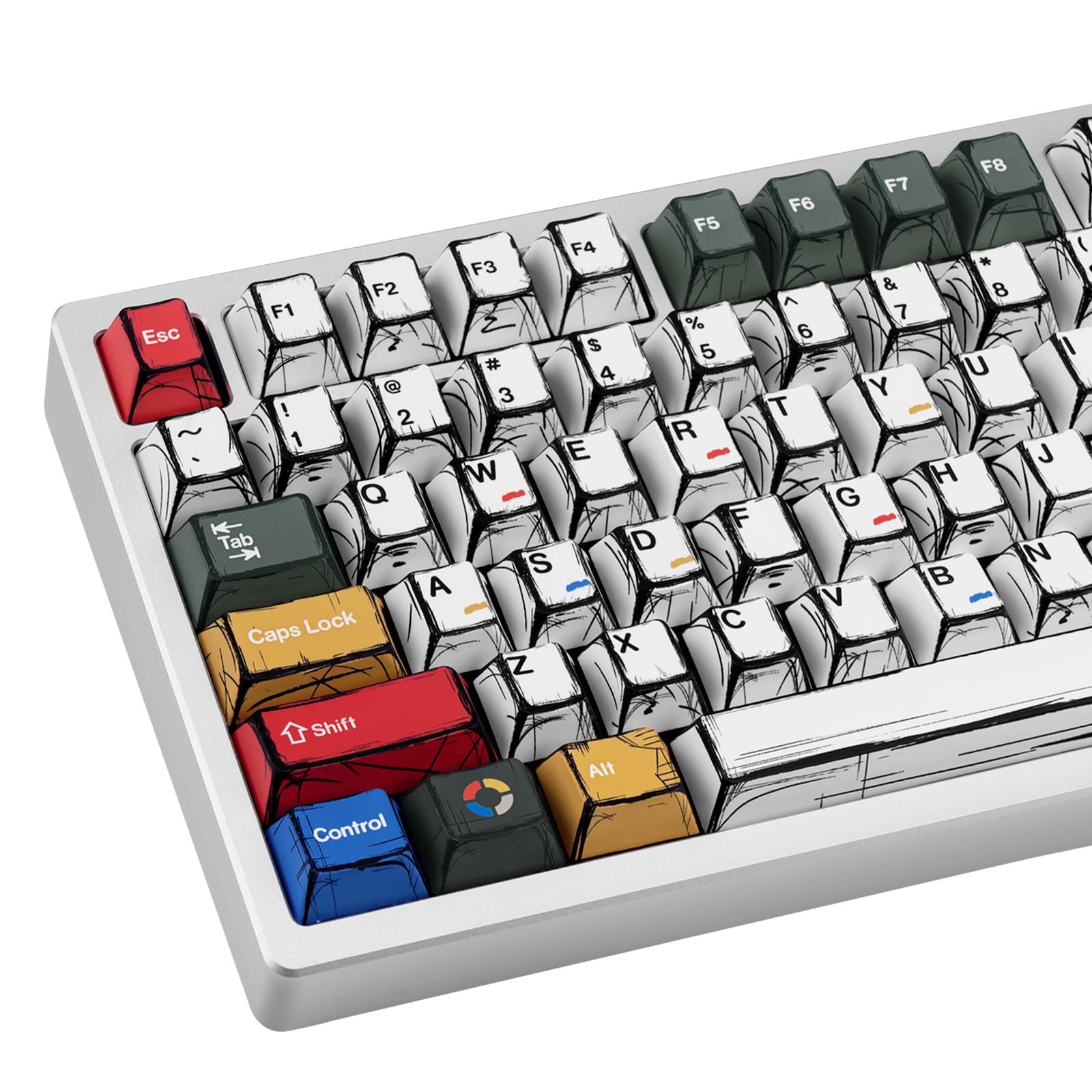 GEKUCAP Mixed Light Manga Themed Keycaps 136 Keys, Cherry Profile PBT Custom Key Caps Set, Dye Sublimation Keyboard Keycaps for Cherry Gateron MX