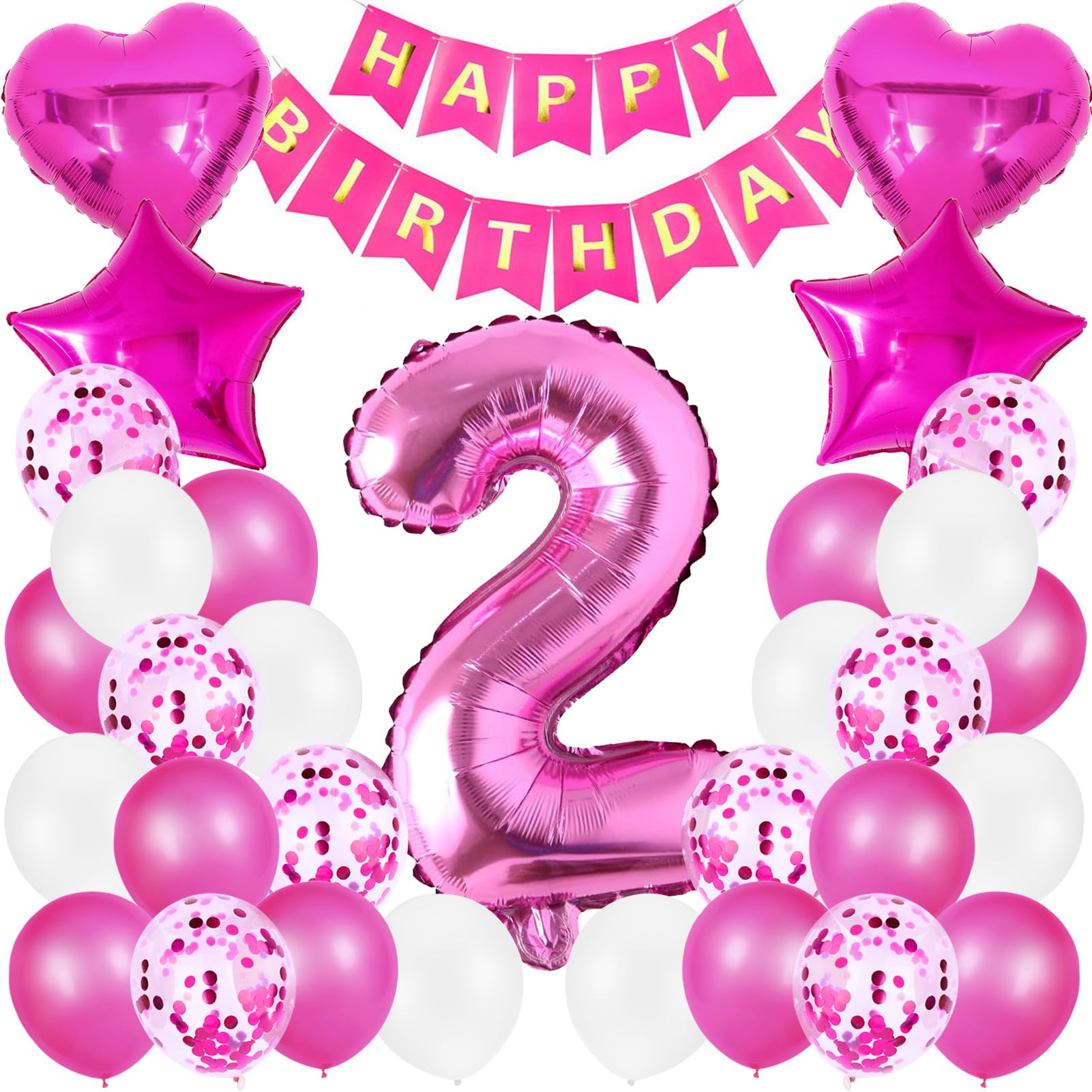 Geburtstagsdeko 2. Geburtstag Mädchen - Gänseblümchen Folienballon Set