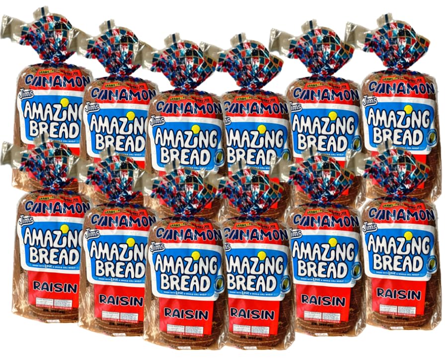 Jim's Amazing Cinnamon-Raisin Bread - Made with Whole Cell Wheat/All Natural / 2lb Loaf - 12 Loaves