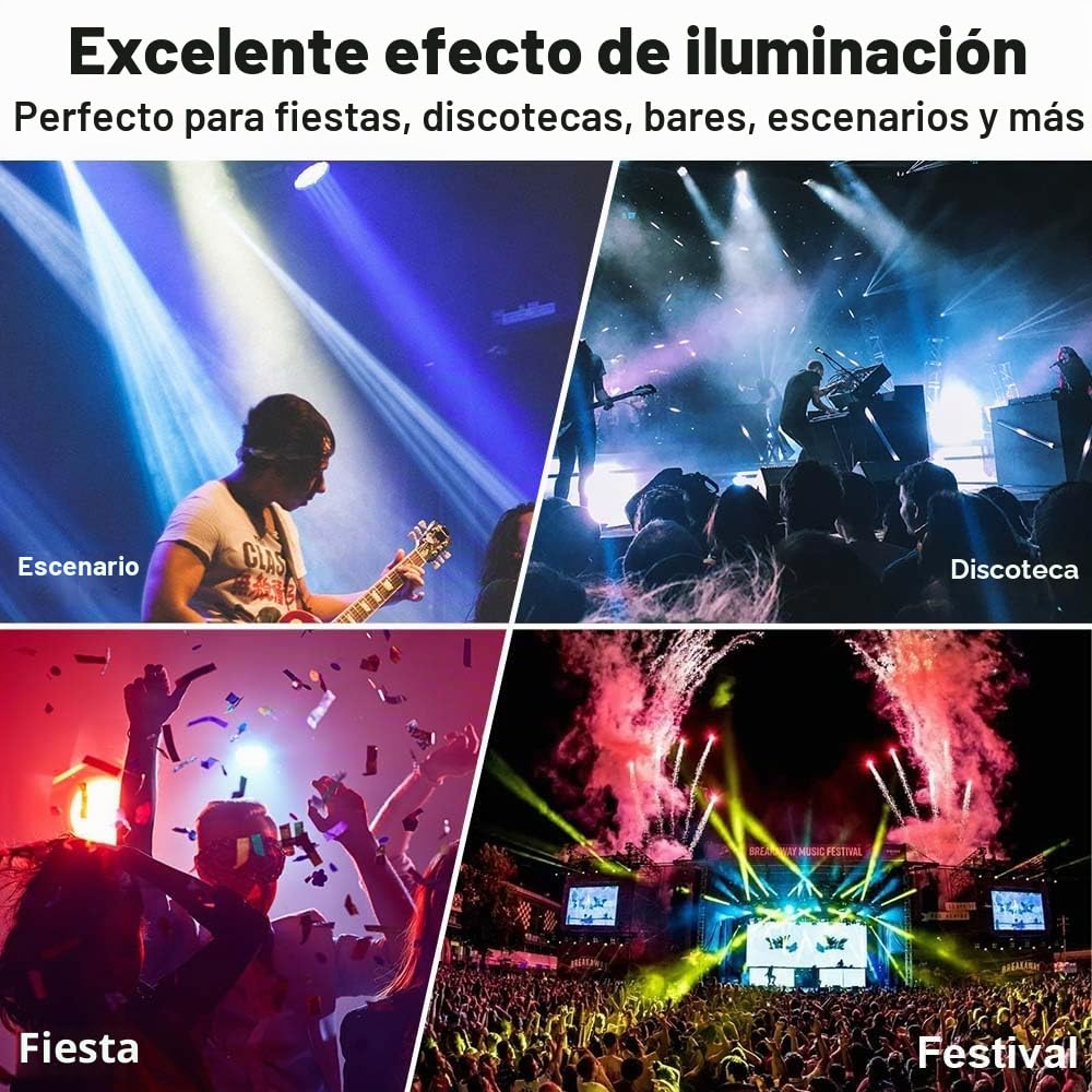 BETOPPER Foco PAR LED DMX 162W (54x3W) - Luz Escenario DJ con Control Automático/Música/DMX512,Efectos Estroboscópicos,Para Discotecas, Bodas, Bares LPC015
