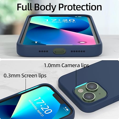 Miniatura 3 de Funda para iPhone 13, funda de silicona a prueba de golpes, 2 protectores de pantalla + 1 protector de lente de cámara capa interior de microfibra