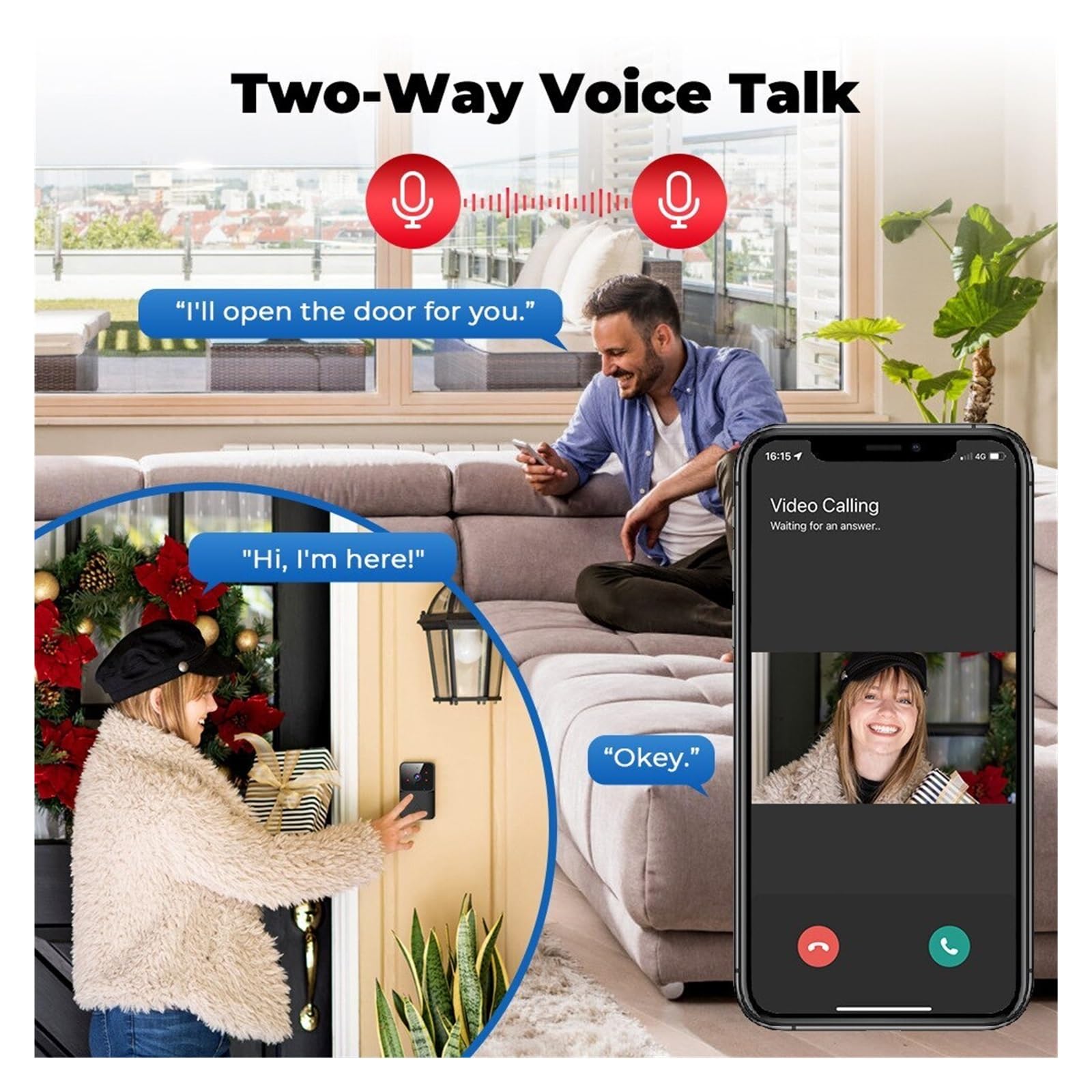 Cámara de Timbre inalámbrica WiFi Inteligente Compatible con