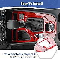 Vista 5 de RT-TCZ Para Cherokee Red Gear Shift Panel Cover Trim para Jeep Cherokee 2019 Up Rojo Interior Accesorios
