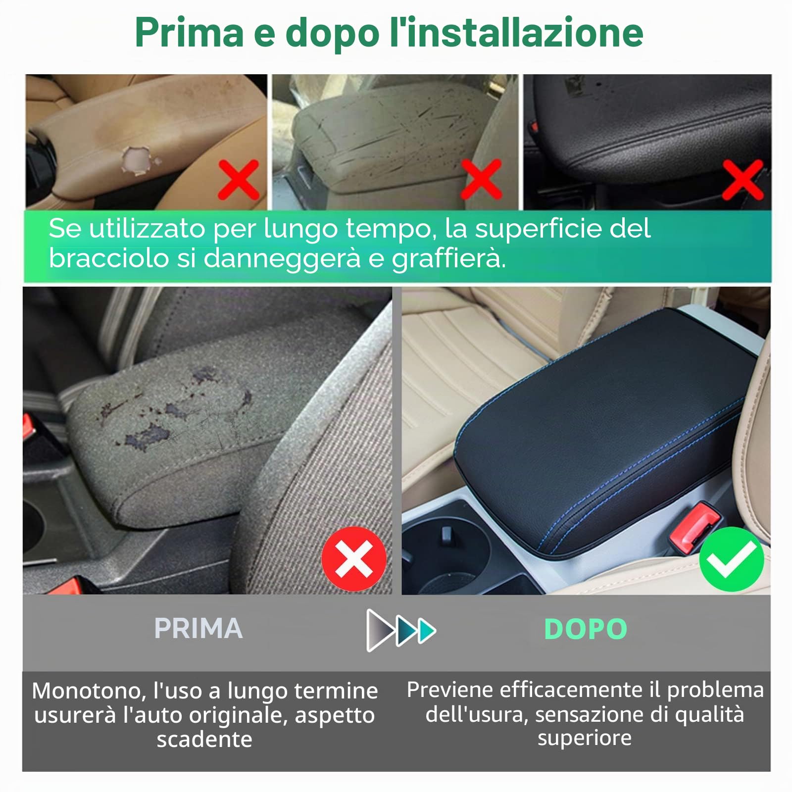 GAFAT Compatibile con Nissan Qashqai J12 e-Power 2022-2025 2026 Copertura per Bracciolo, Protezione Braccioli Console Centrale, Rivestimento in pelle PU, Facelift Qashqai ePower Accessori (Blu)