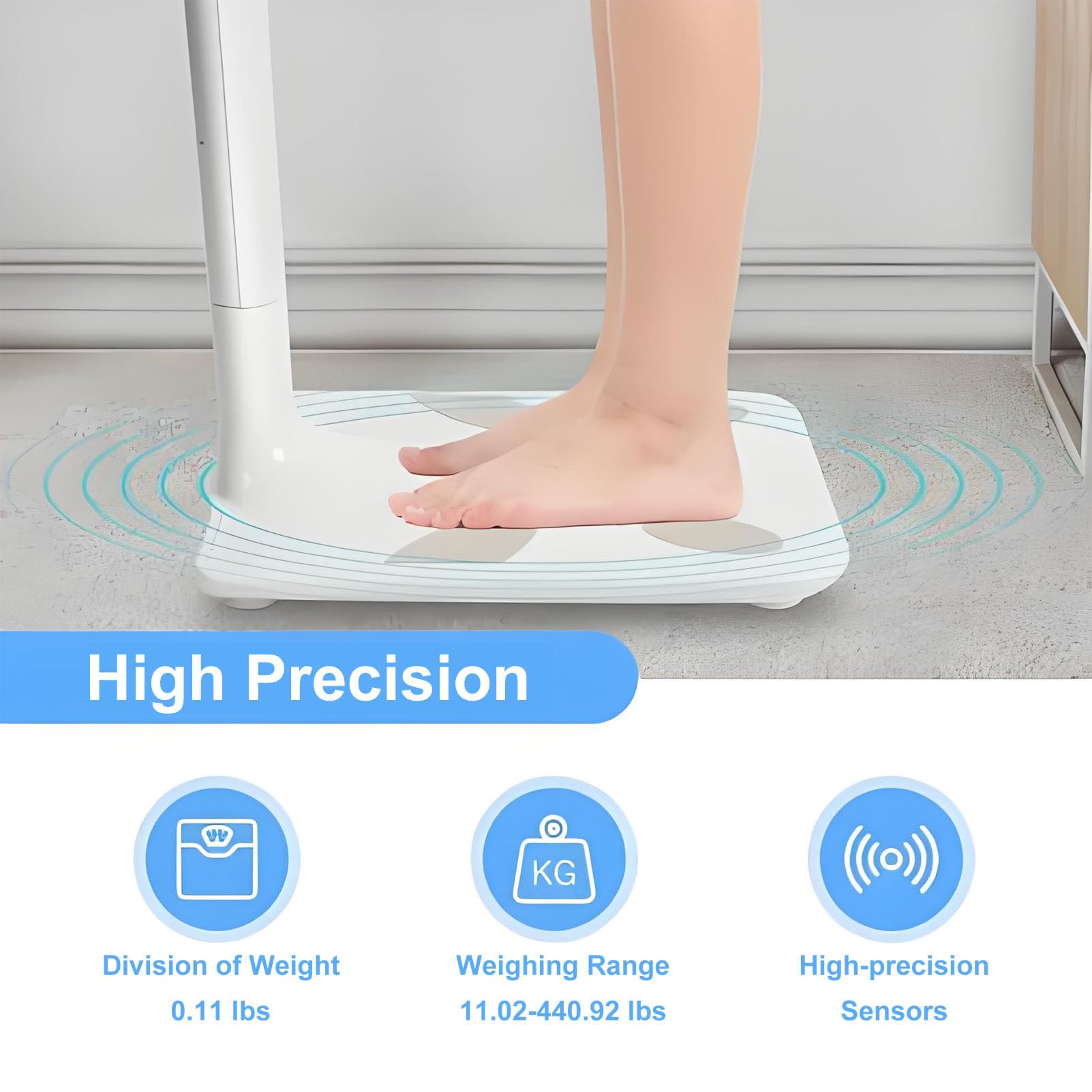 Balanza médica ultrasónica Profesional con Pantalla LCD | Balanza médica digital para medir la estatura y el peso, analizador electrónico de grasa corporal