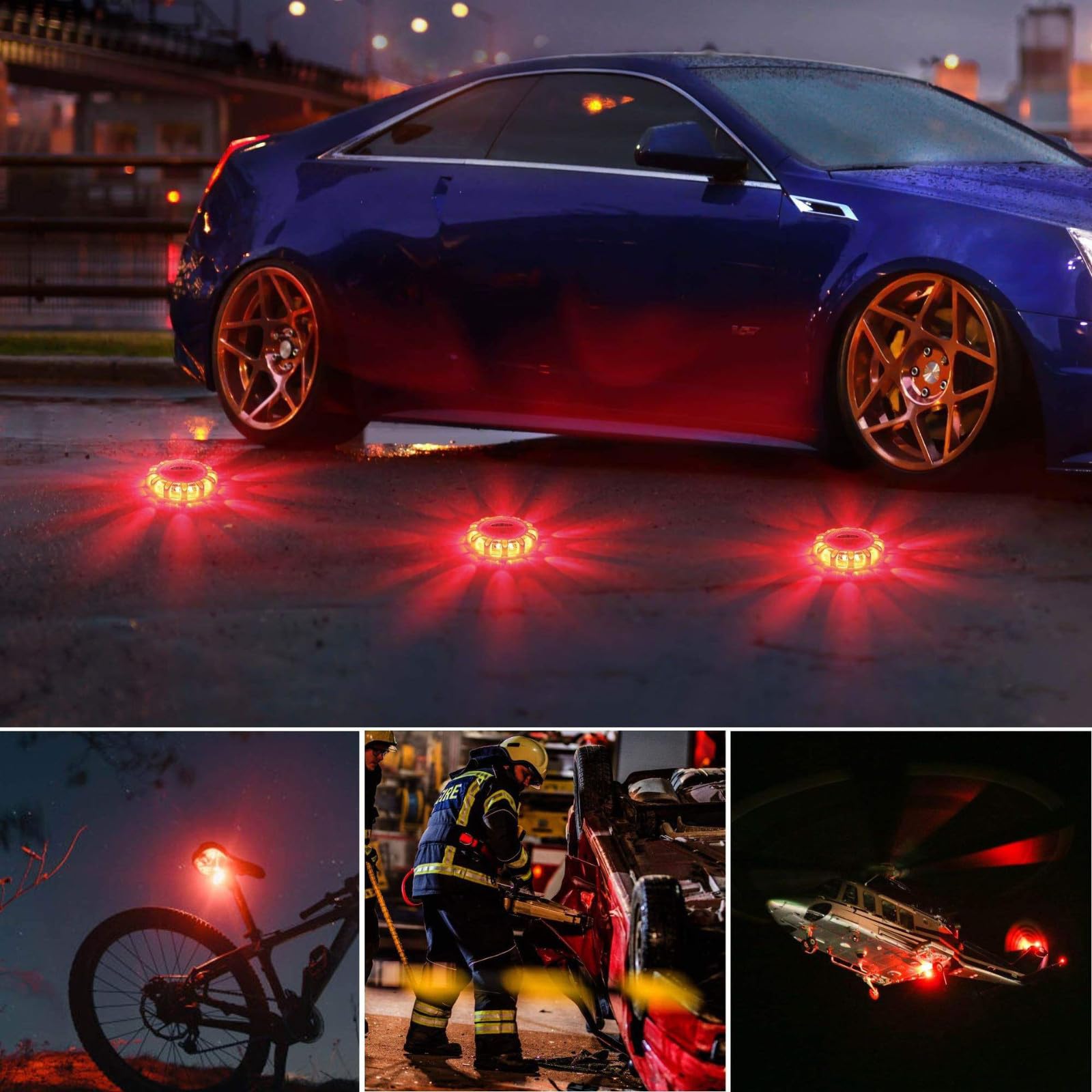 Kit de emergencia de 24 luces LED recargables for carretera: baliza de advertencia con soporte magnético for coches, camiones, barcos y más.