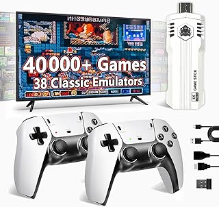 Upgrade Retro Game Stick Pro, Wireless Retro Gaming Console with 40000+ Games, Built-in 38 Game Emulators, Plug and Play Video Games for TV, 4K, Retro Game Console with Dual 2.4G Controllers