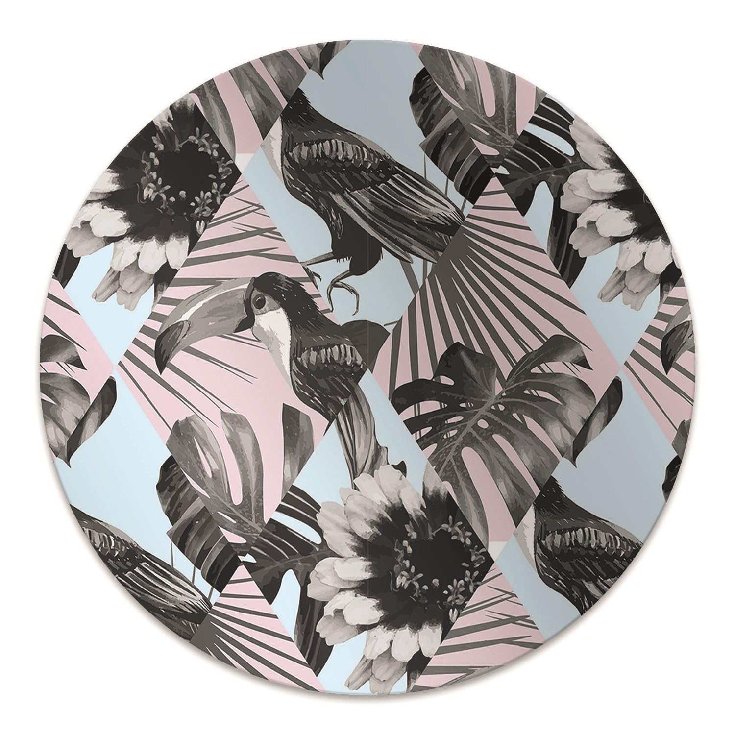 Tapis de chaise ø100 cm en PVC antidérapant Patchwork Tropical pour sol